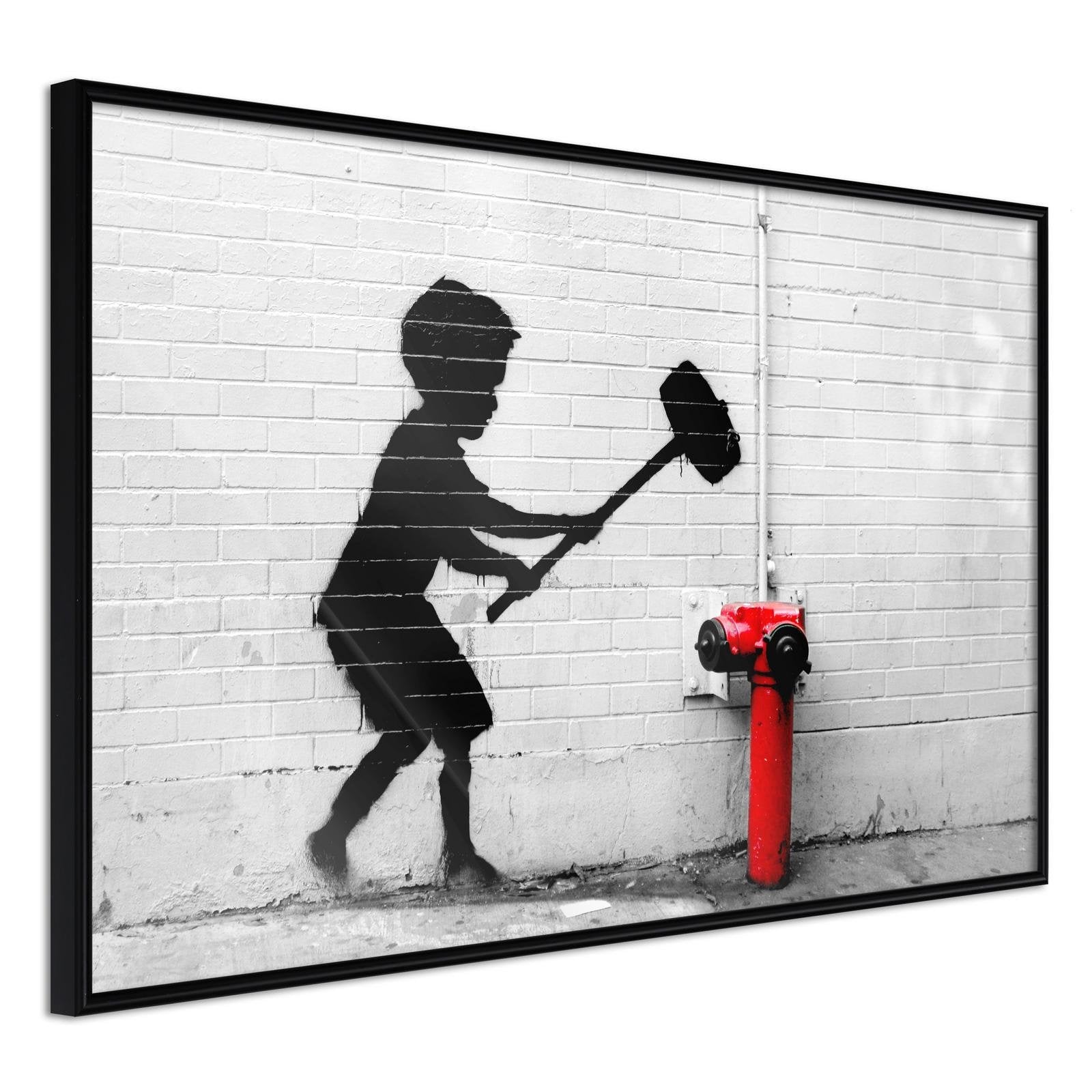 Läs mer om Inramad Poster / Tavla - Banksy: Hammer Boy - 30x20 Svart ram