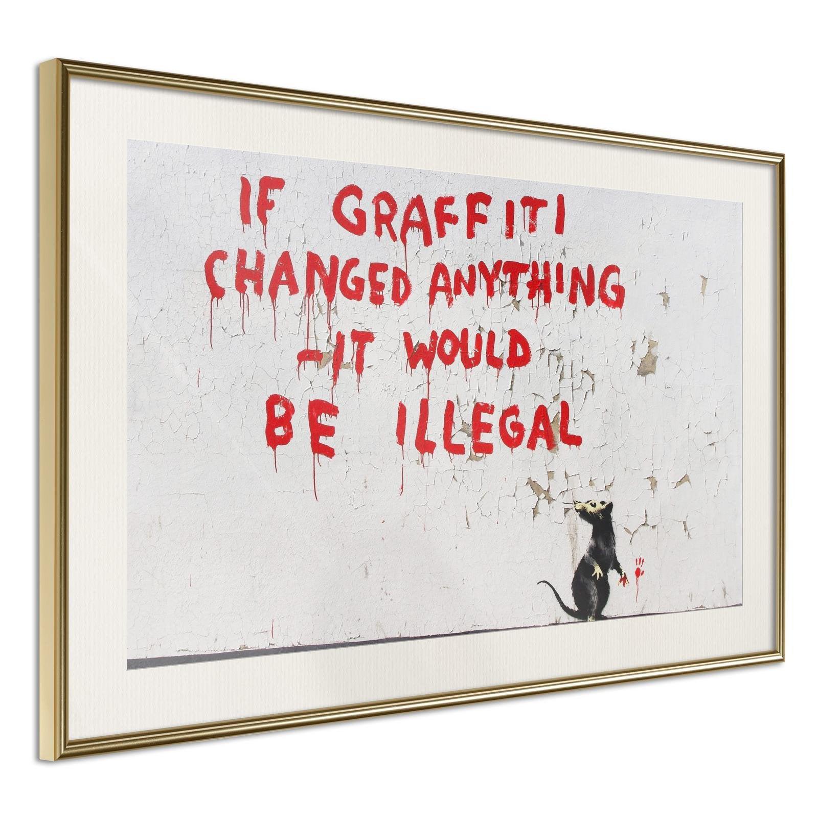 Läs mer om Inramad Poster / Tavla - Banksy: If Graffiti Changed Anything - 30x20 Guldram med passepartout