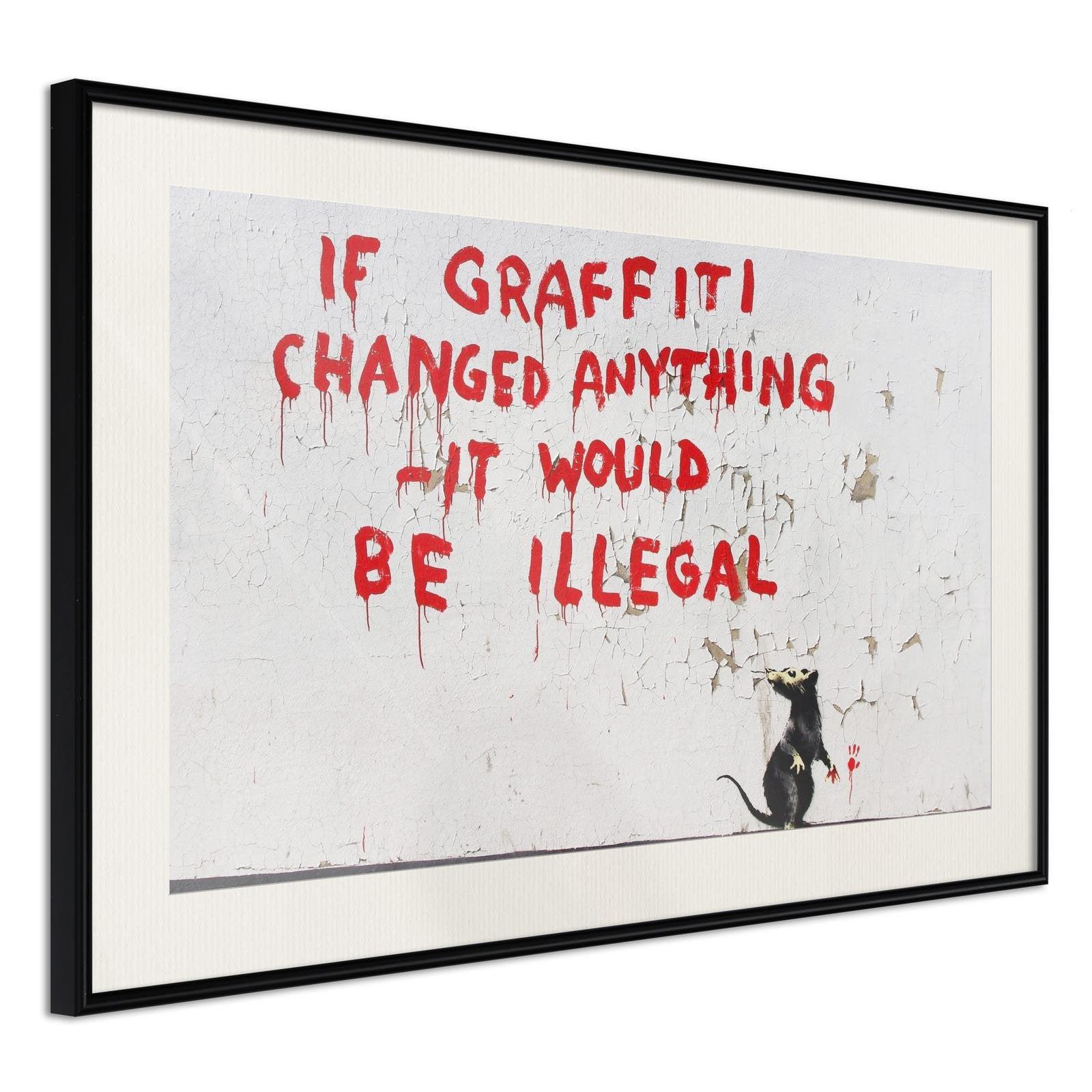 Läs mer om Inramad Poster / Tavla - Banksy: If Graffiti Changed Anything - 90x60 Svart ram med passepartout