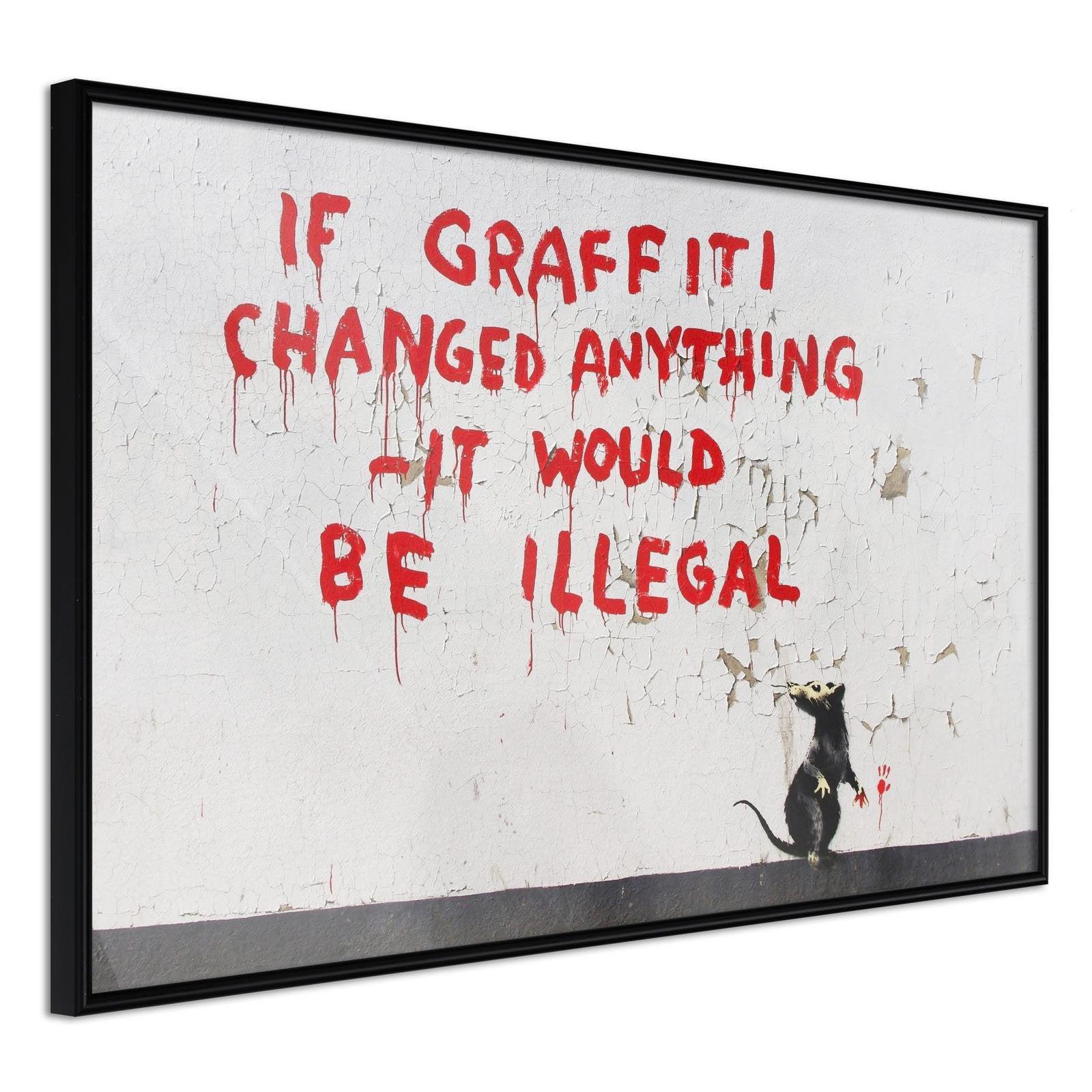 Läs mer om Inramad Poster / Tavla - Banksy: If Graffiti Changed Anything - 45x30 Svart ram