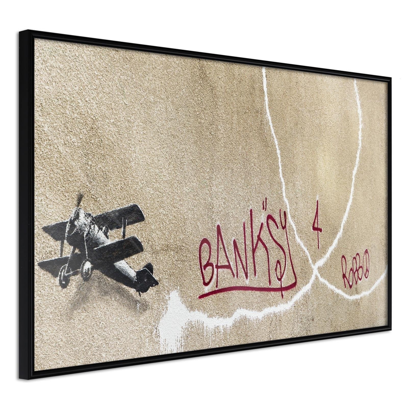 Läs mer om Inramad Poster / Tavla - Banksy: Love Plane - 90x60 Svart ram