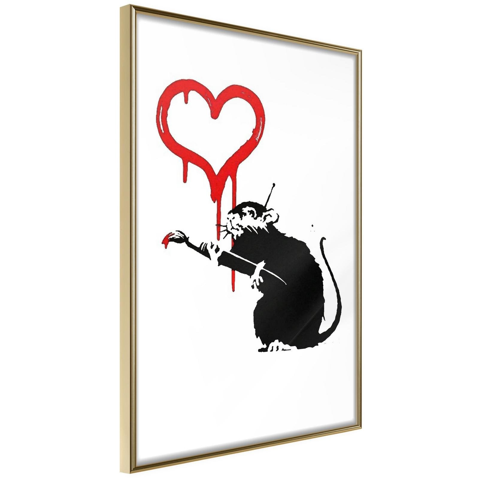 Läs mer om Inramad Poster / Tavla - Banksy: Love Rat - 30x45 Guldram