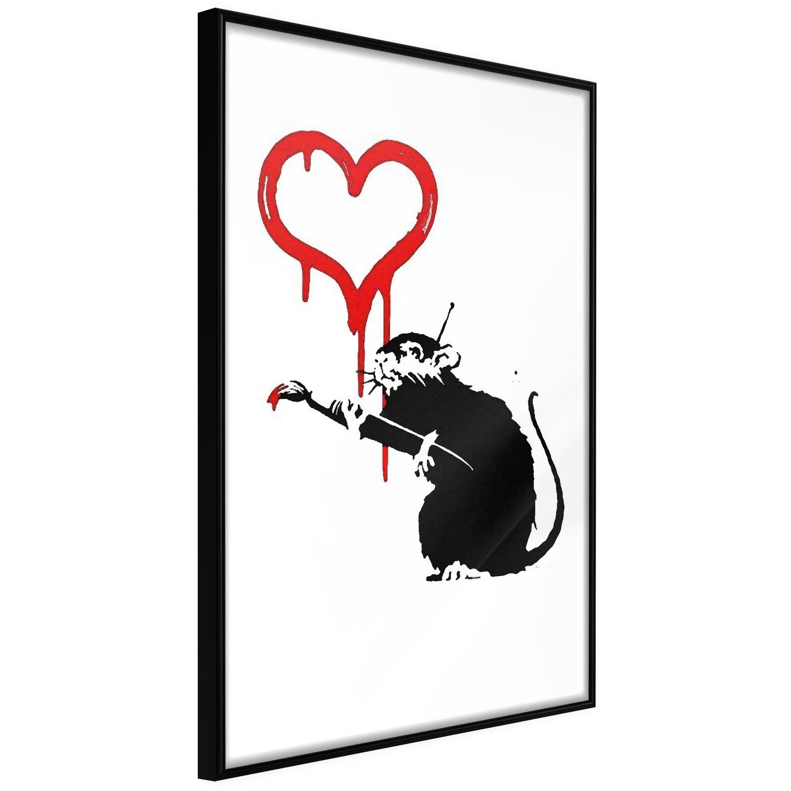 Läs mer om Inramad Poster / Tavla - Banksy: Love Rat - 40x60 Svart ram