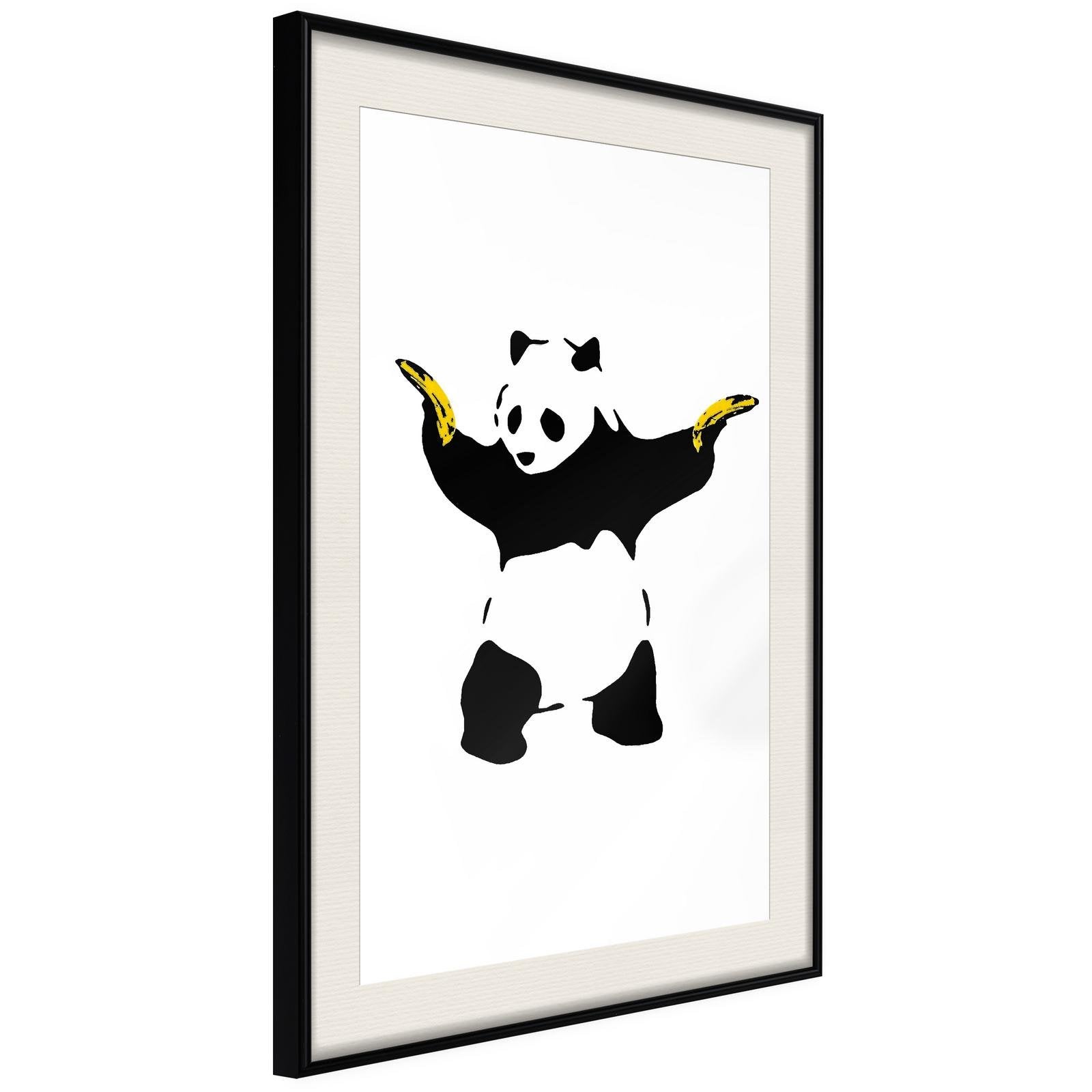 Inramad Poster / Tavla - Banksy: Panda With Guns - 40x60 Svart ram med passepartout