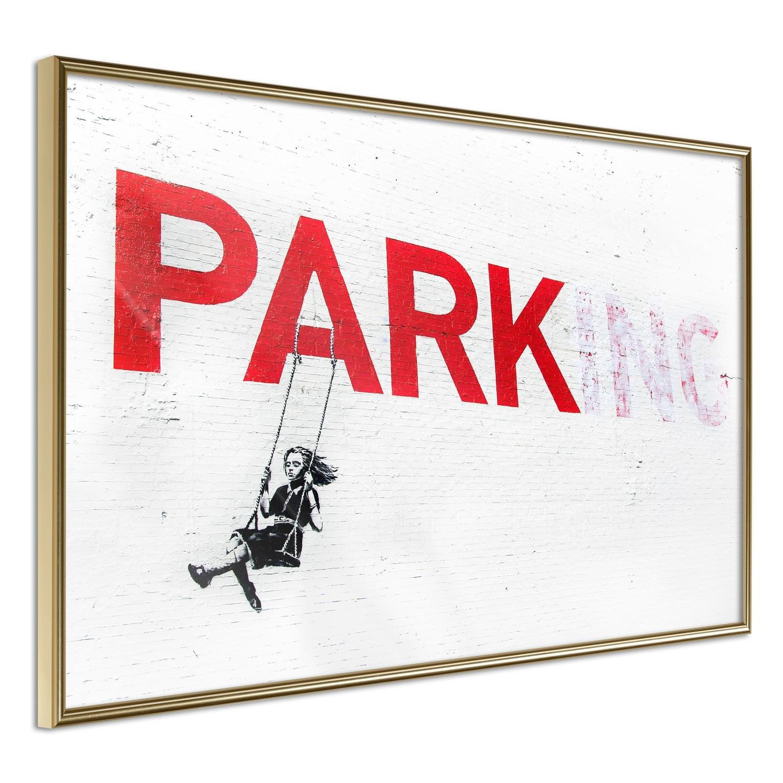 Läs mer om Inramad Poster / Tavla - Banksy: Park(ing) - 30x20 Guldram