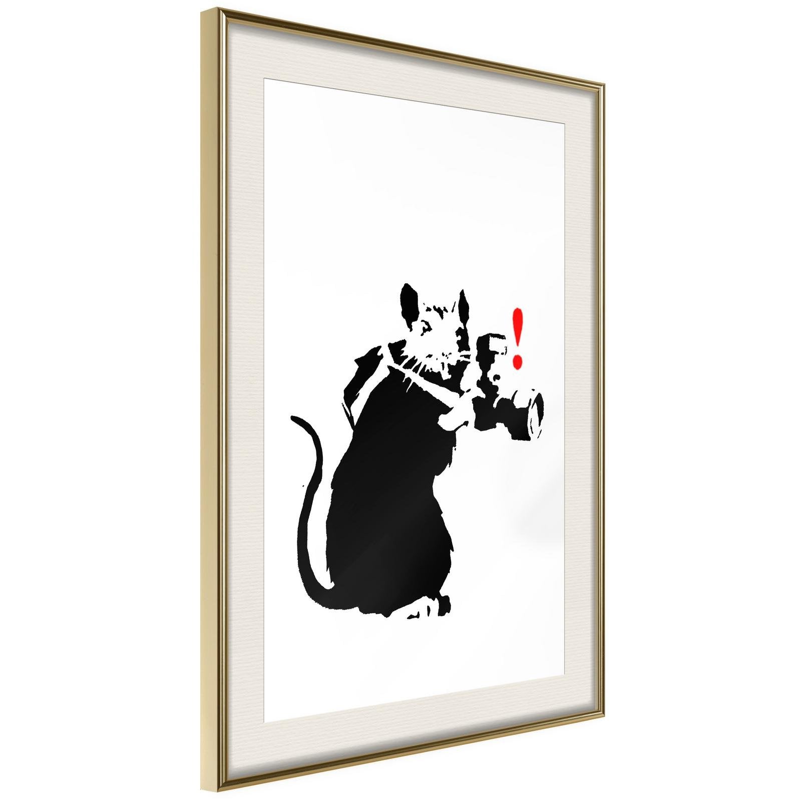 Läs mer om Inramad Poster / Tavla - Banksy: Rat Photographer - 30x45 Guldram med passepartout