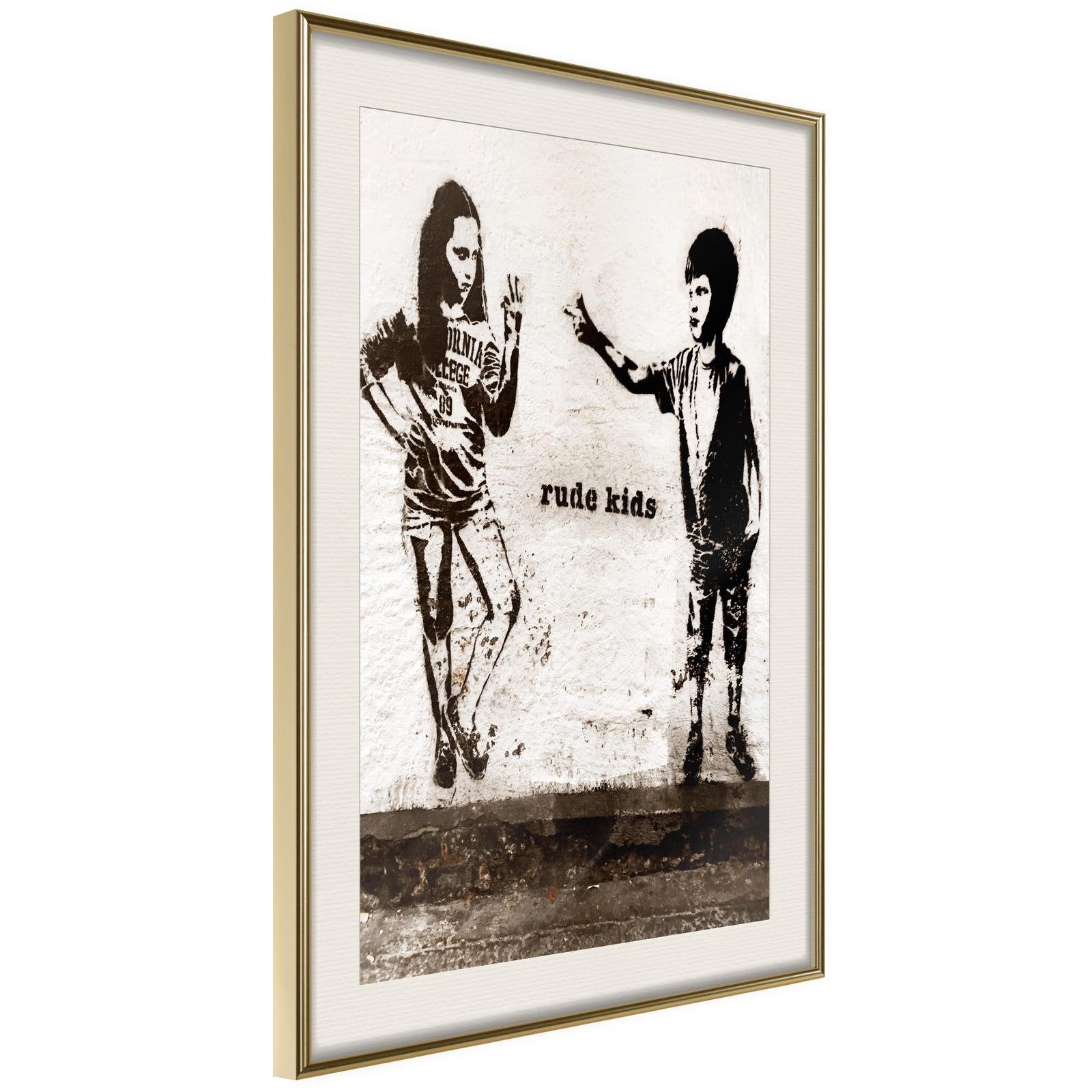 Läs mer om Inramad Poster / Tavla - Banksy: Rude Kids - 20x30 Guldram med passepartout
