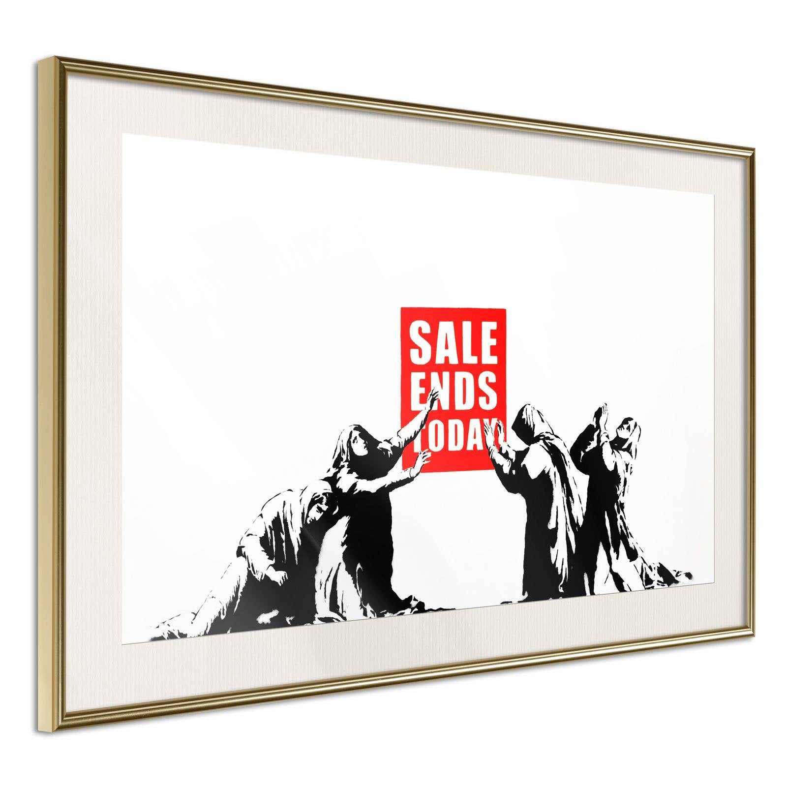 Läs mer om Inramad Poster / Tavla - Banksy: Sale Ends - 90x60 Guldram med passepartout