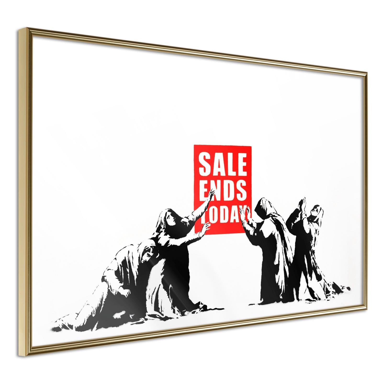 Läs mer om Inramad Poster / Tavla - Banksy: Sale Ends - 30x20 Guldram