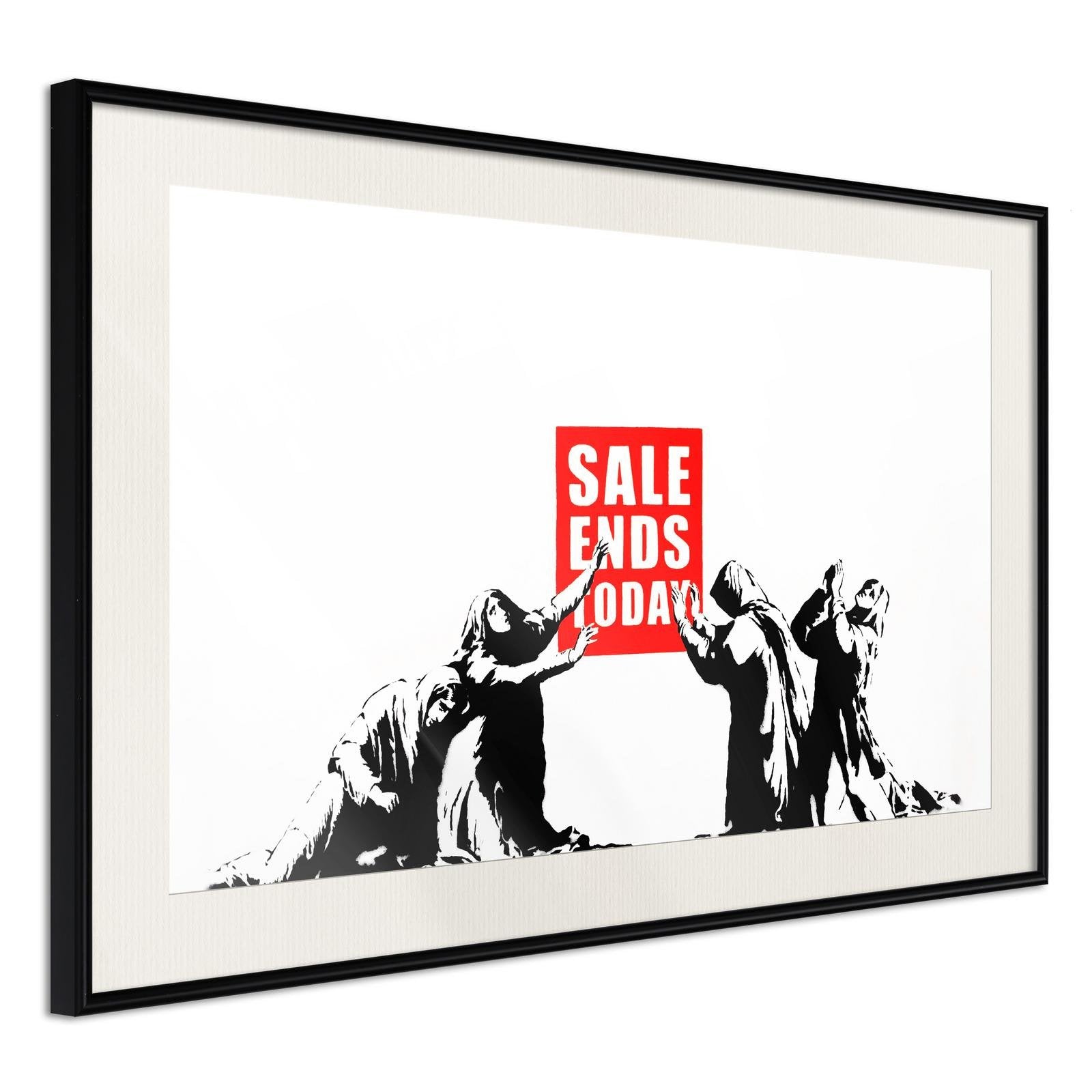 Läs mer om Inramad Poster / Tavla - Banksy: Sale Ends - 45x30 Svart ram med passepartout