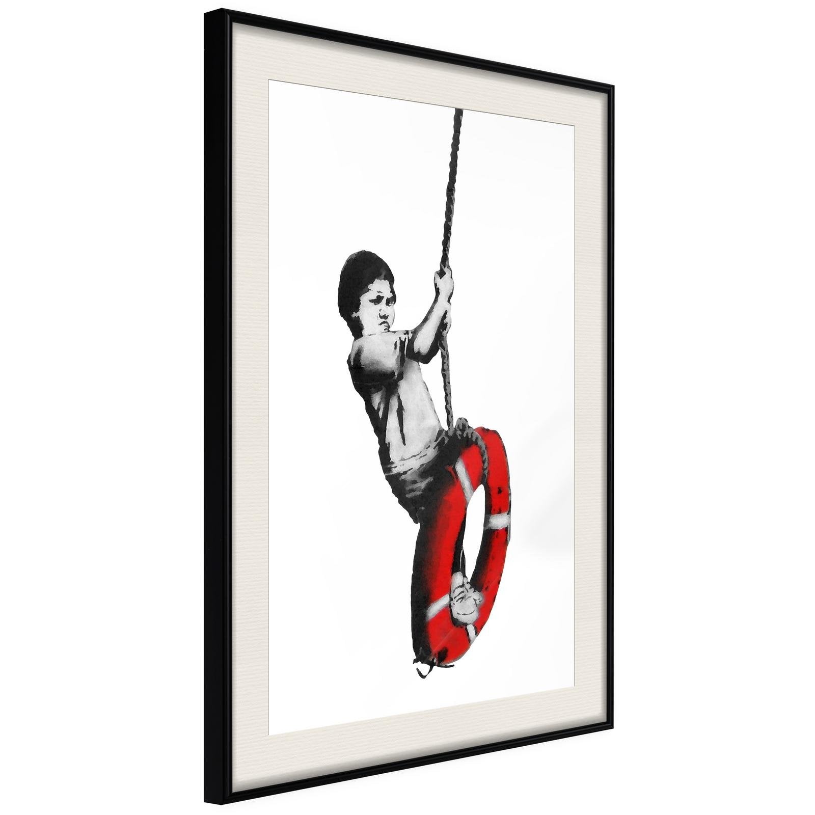 Läs mer om Inramad Poster / Tavla - Banksy: Swinger - 40x60 Svart ram med passepartout