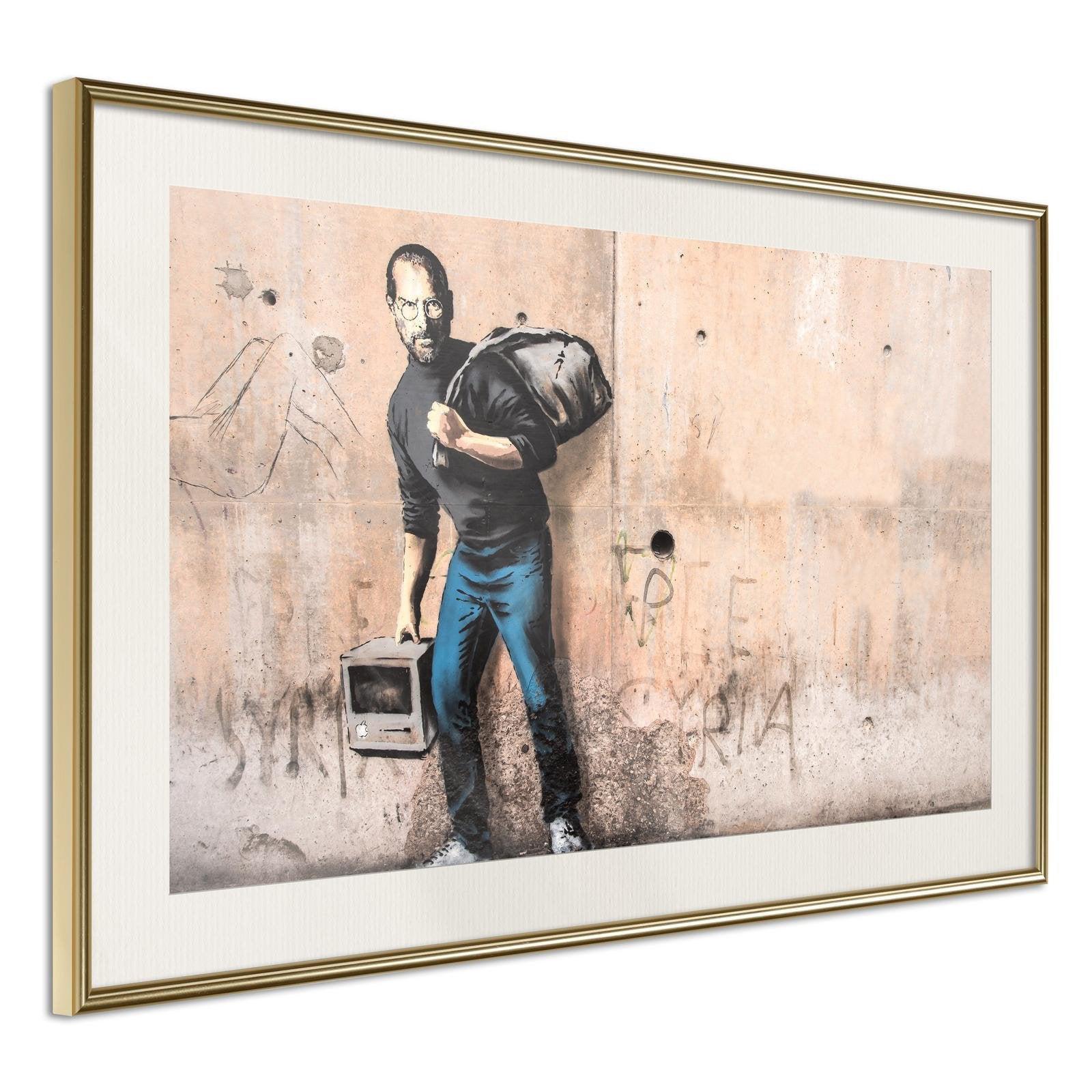 Läs mer om Inramad Poster / Tavla - Banksy: The Son of a Migrant from Syria - 45x30 Guldram med passepartout