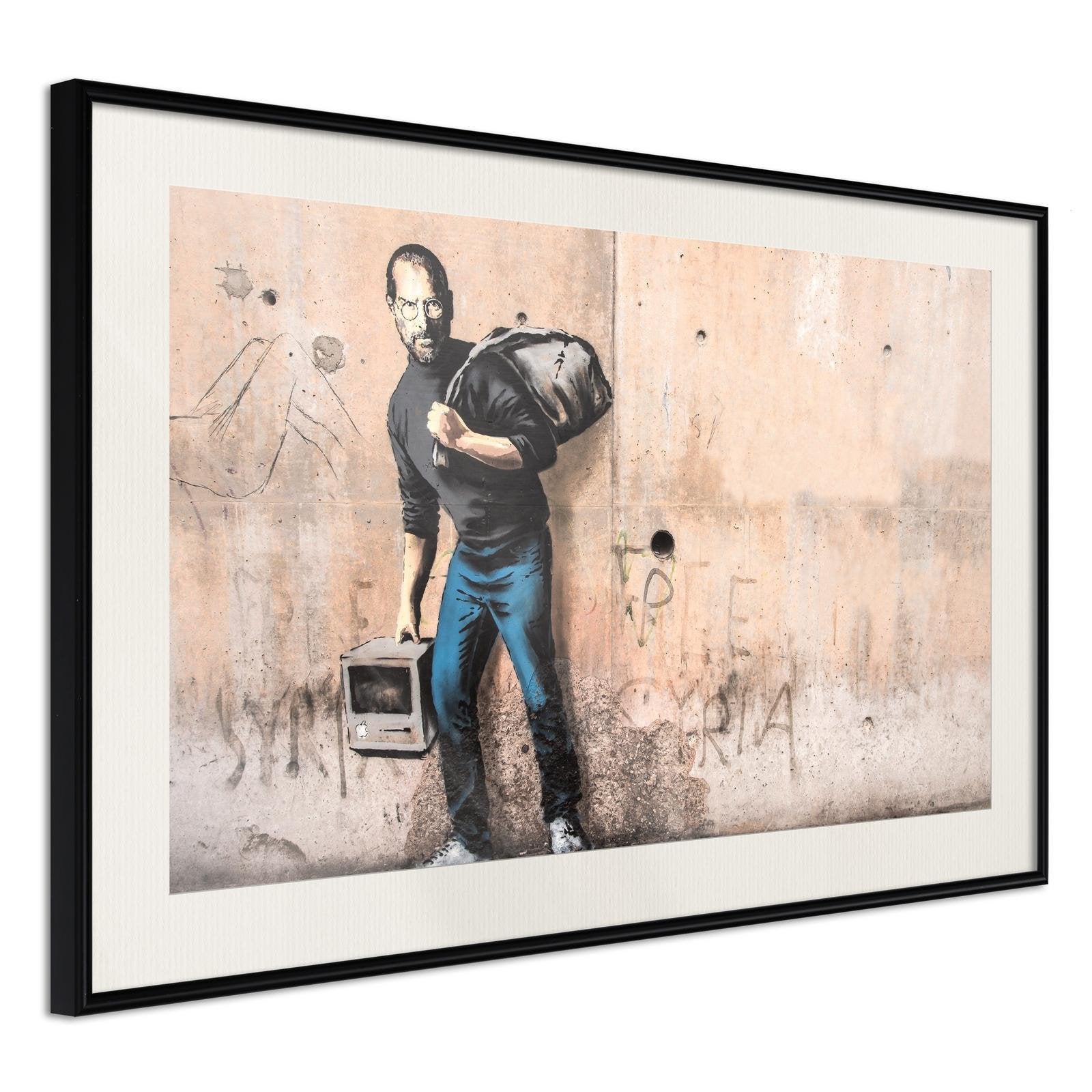 Läs mer om Inramad Poster / Tavla - Banksy: The Son of a Migrant from Syria - 90x60 Svart ram med passepartout