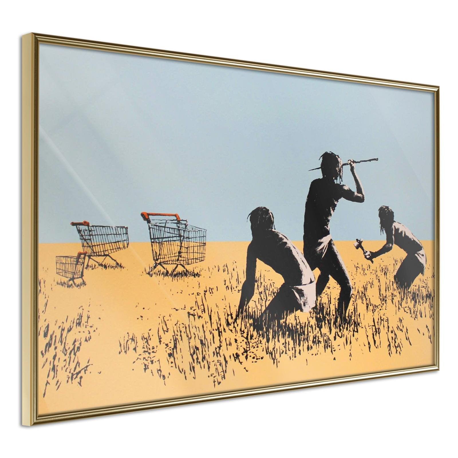 Inramad Poster / Tavla - Banksy: Trolley Hunters - 60x40 Guldram