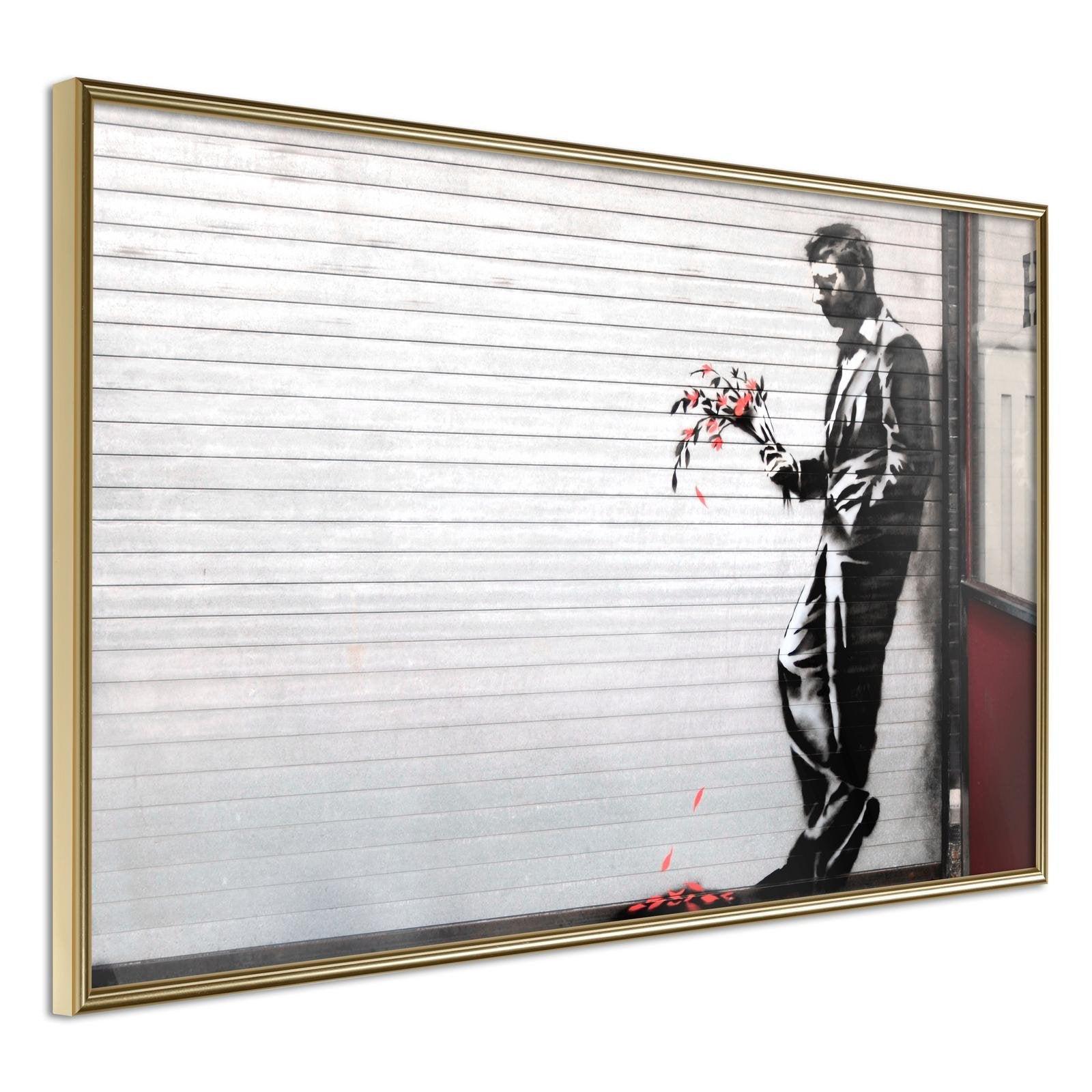 Läs mer om Inramad Poster / Tavla - Banksy: Waiting in Vain - 45x30 Guldram