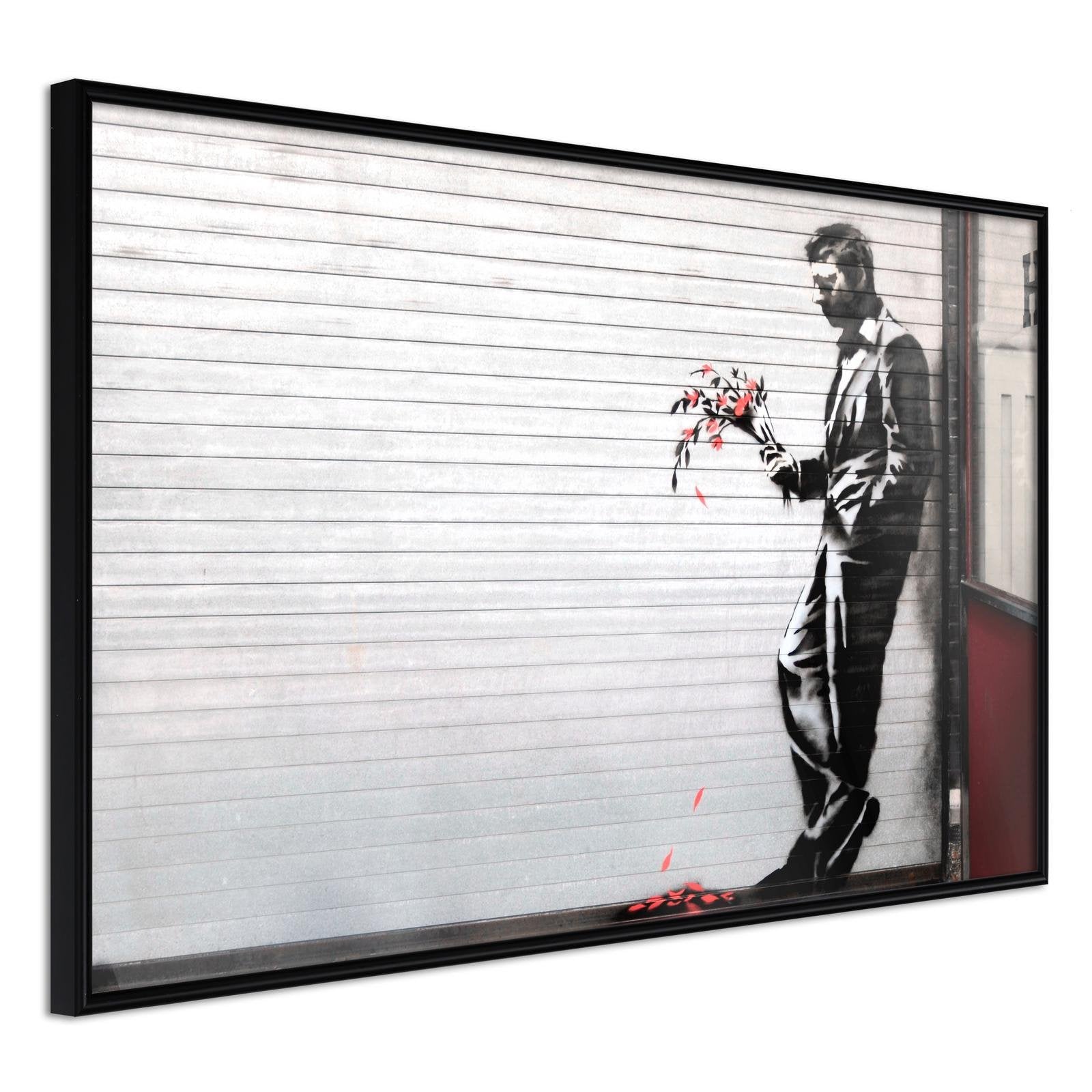 Läs mer om Inramad Poster / Tavla - Banksy: Waiting in Vain - 90x60 Svart ram