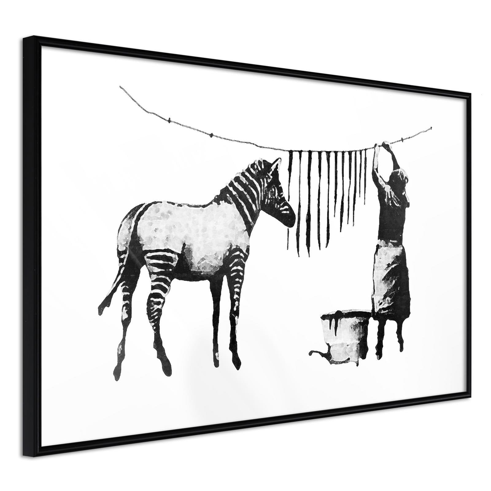 Läs mer om Inramad Poster / Tavla - Banksy: Washing Zebra Stripes - 90x60 Svart ram