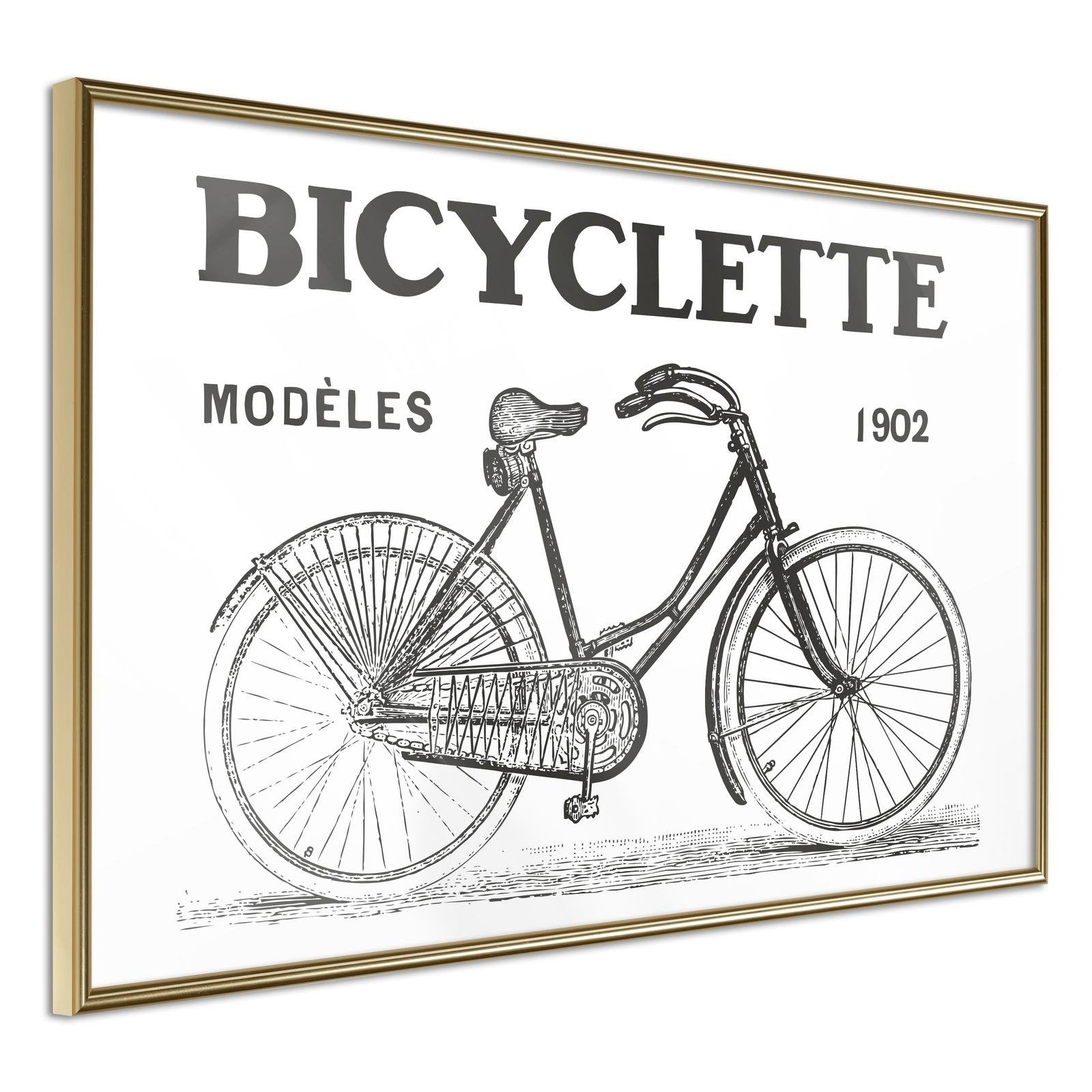 Läs mer om Inramad Poster / Tavla - Bicyclette - 60x40 Guldram
