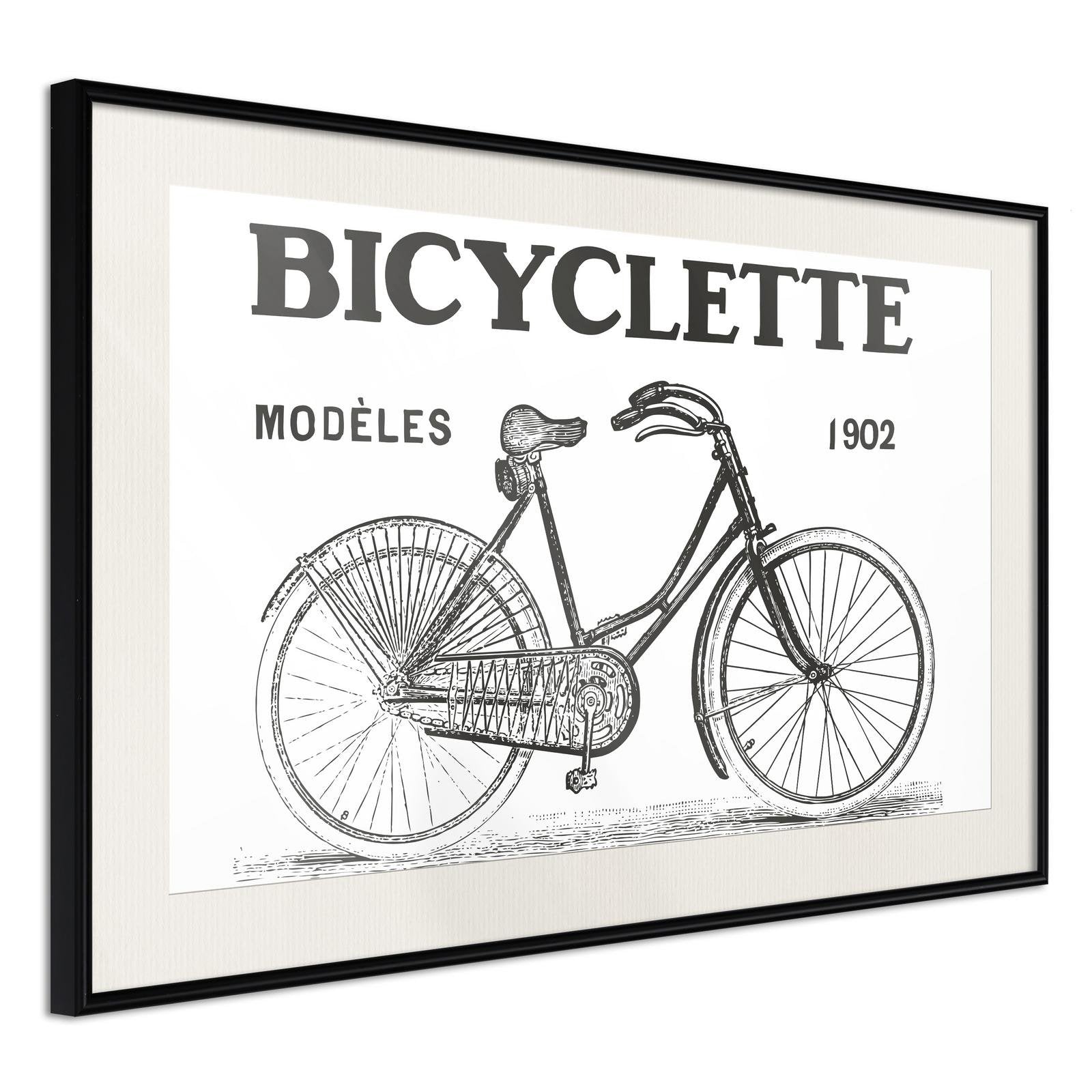Läs mer om Inramad Poster / Tavla - Bicyclette - 45x30 Svart ram med passepartout