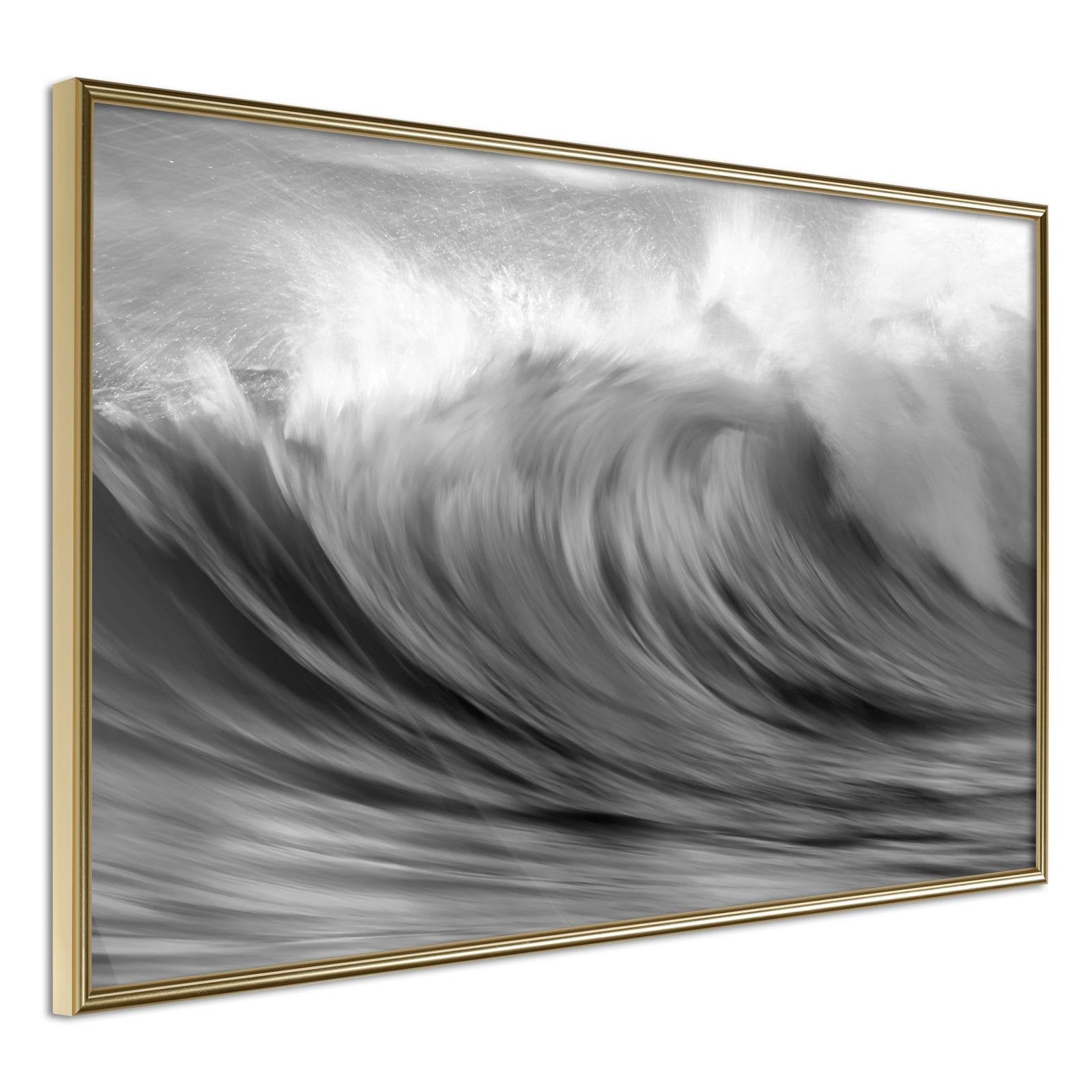 Inramad Poster / Tavla - Big Wave - 30x20 Guldram