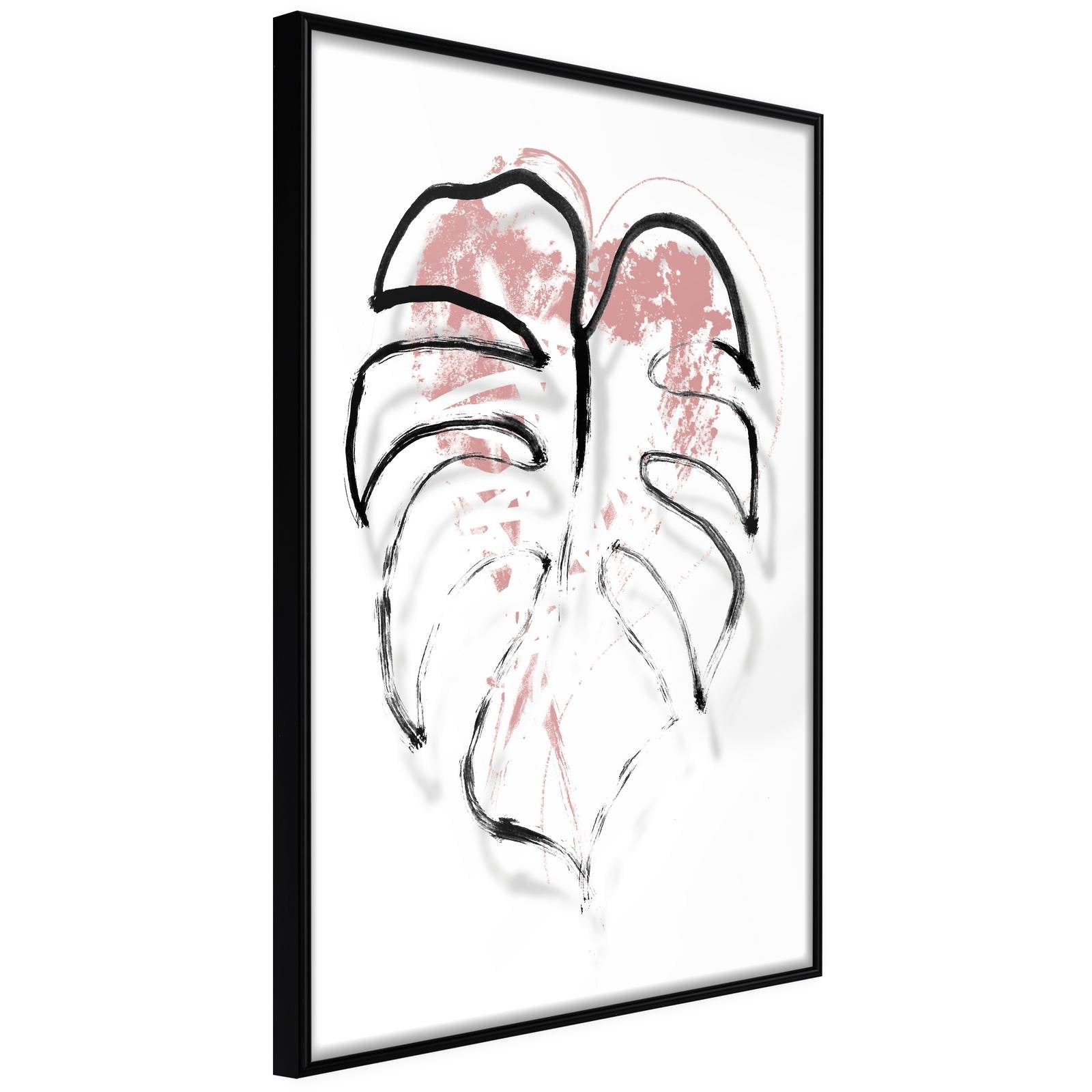 Inramad Poster / Tavla - Black Leaf Outline - 20x30 Svart ram