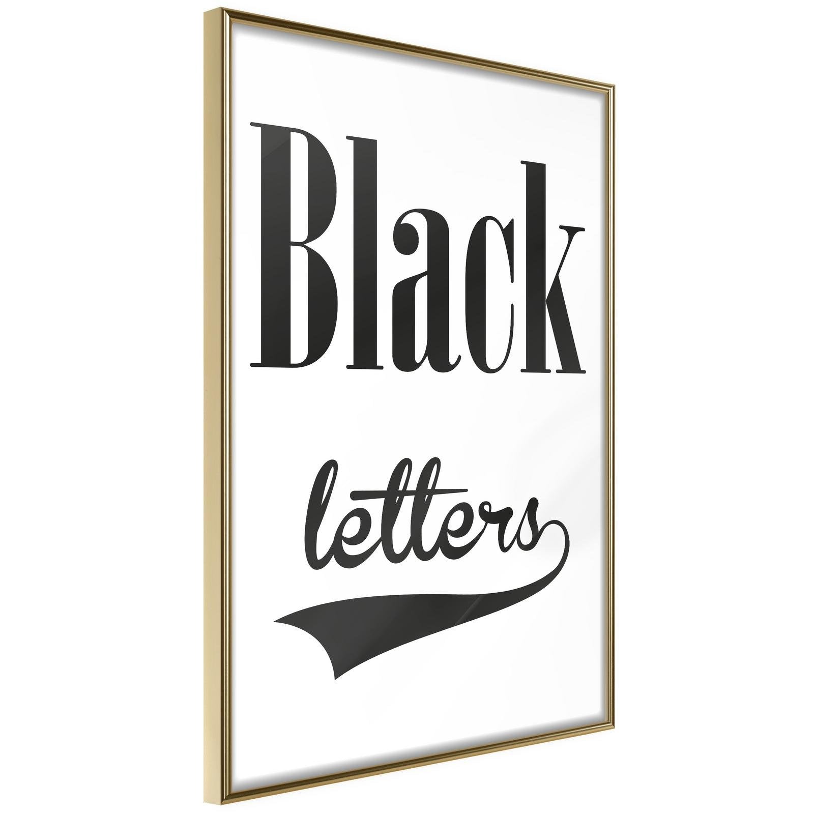 Läs mer om Inramad Poster / Tavla - Black Lettering - 30x45 Guldram