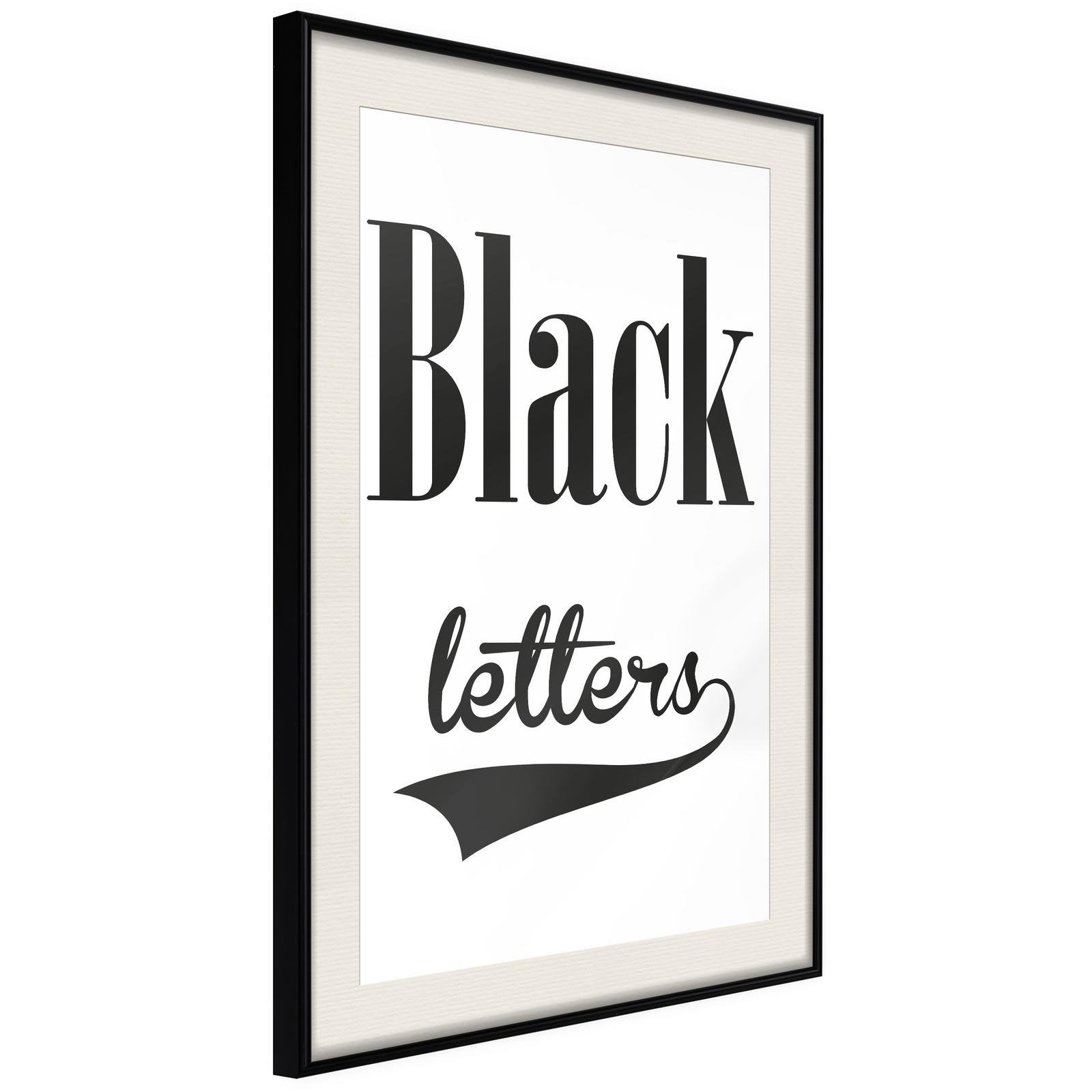 Läs mer om Inramad Poster / Tavla - Black Lettering - 40x60 Svart ram med passepartout