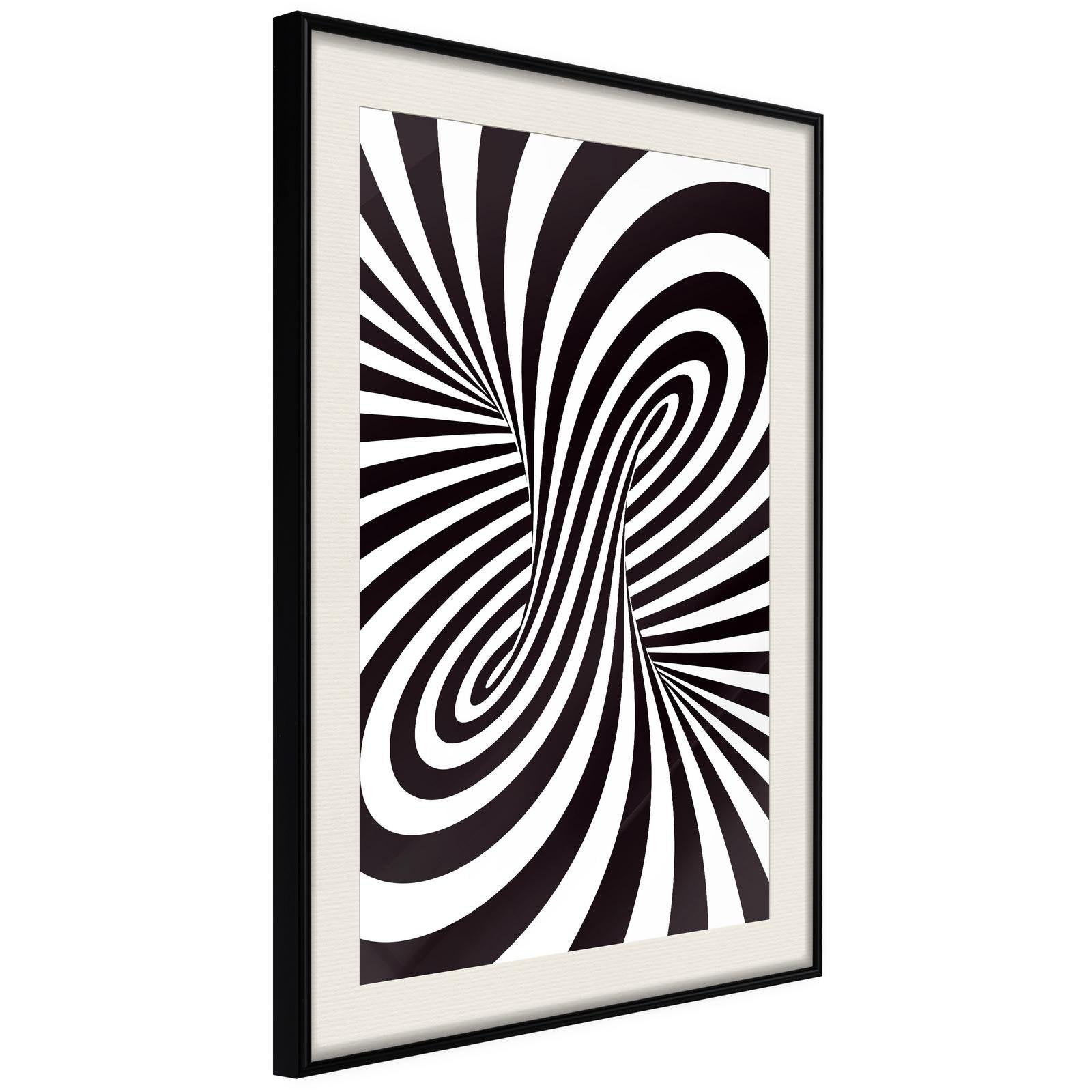Läs mer om Inramad Poster / Tavla - Black and White Swirl - 40x60 Svart ram med passepartout