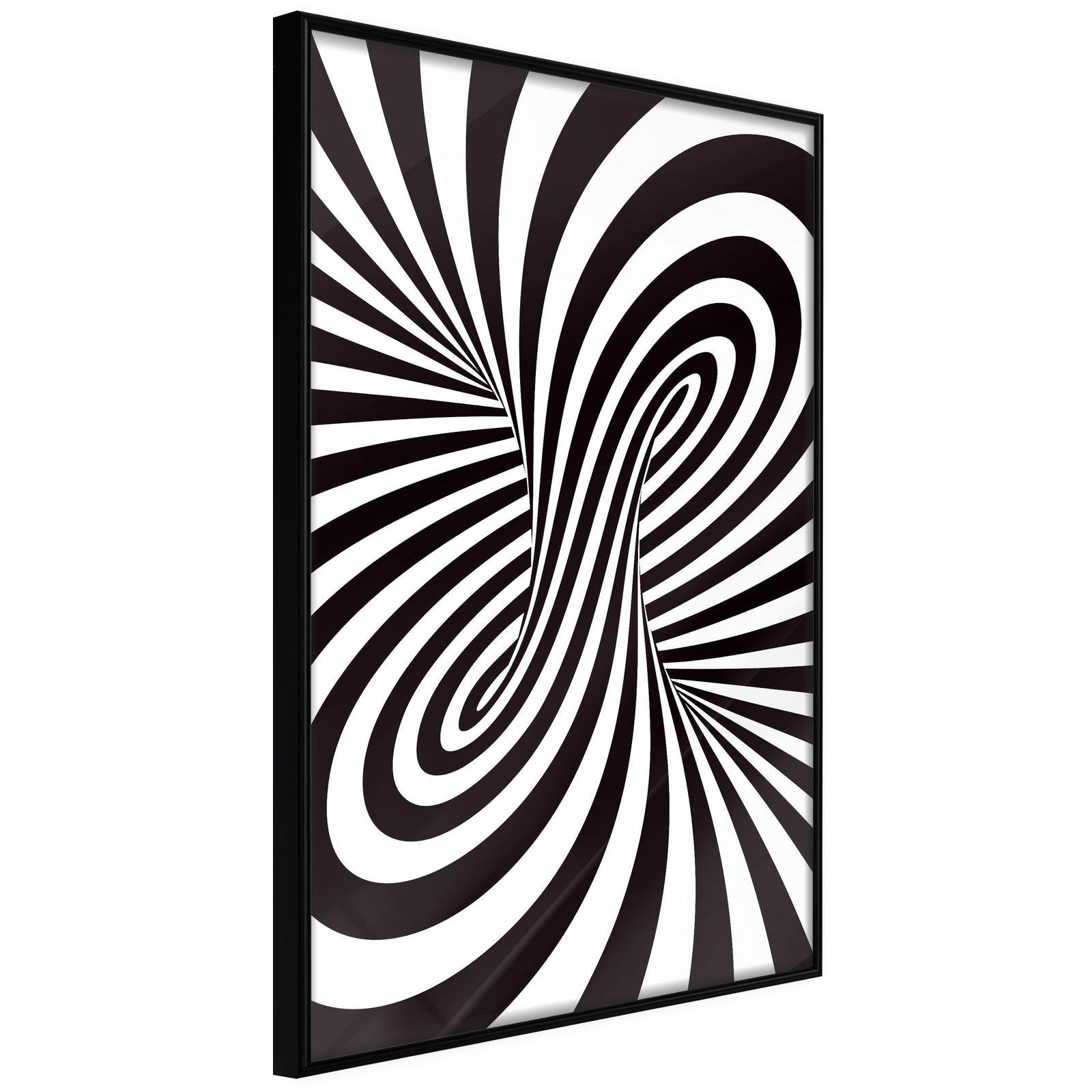 Inramad Poster / Tavla - Black and White Swirl - 20x30 Svart ram