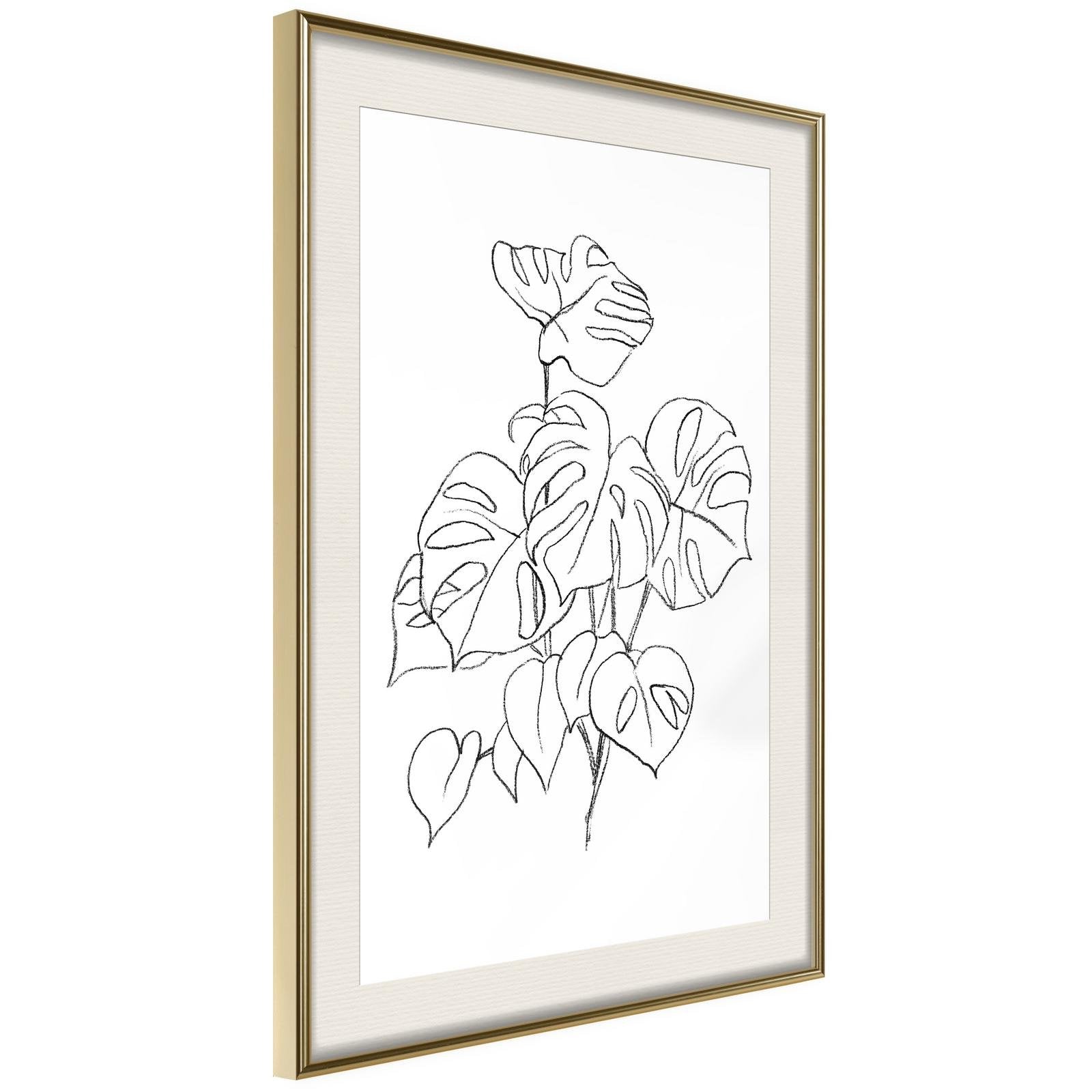 Läs mer om Inramad Poster / Tavla - Bouquet of Leaves - 40x60 Guldram med passepartout