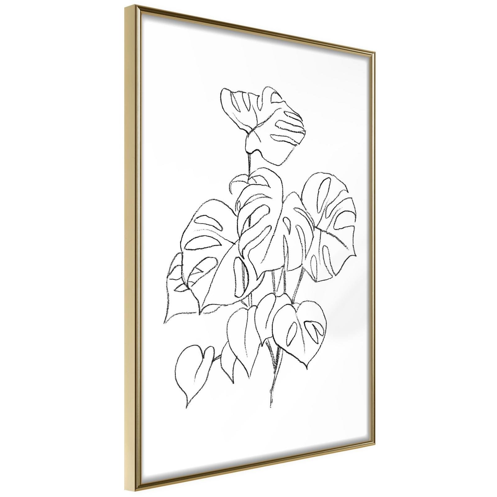 Läs mer om Inramad Poster / Tavla - Bouquet of Leaves - 40x60 Guldram