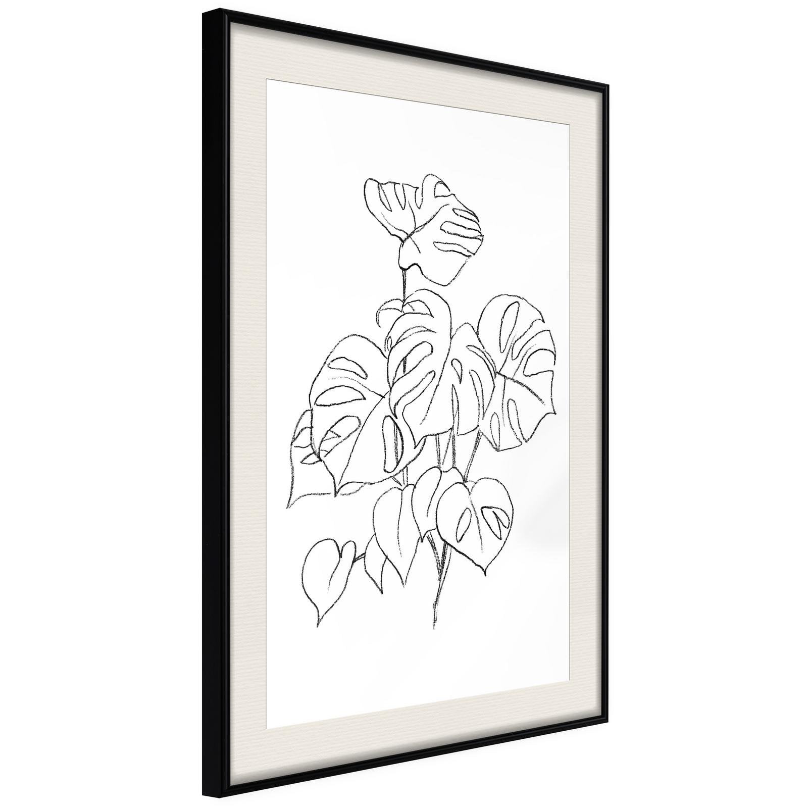 Läs mer om Inramad Poster / Tavla - Bouquet of Leaves - 20x30 Svart ram med passepartout