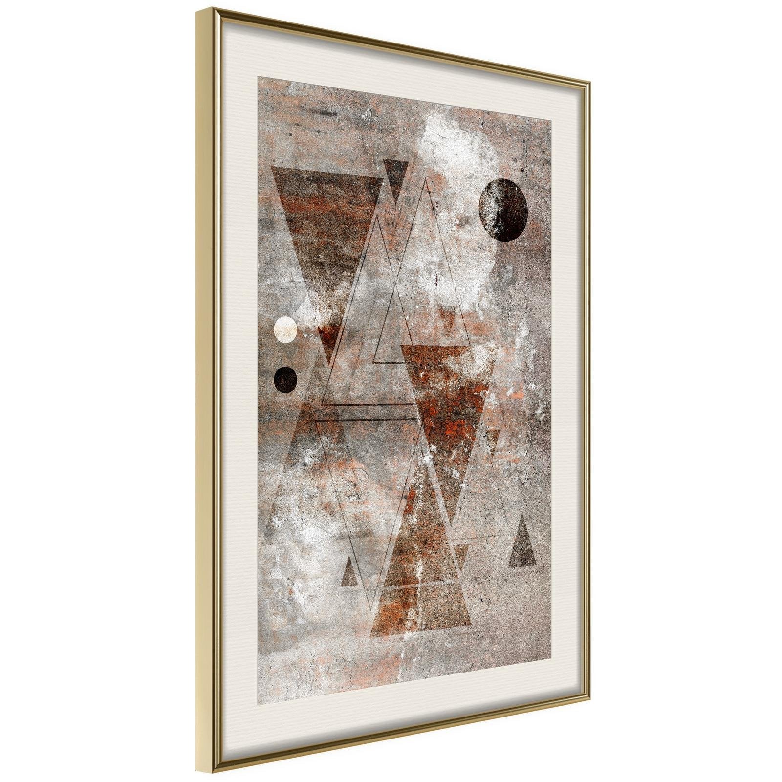Inramad Poster / Tavla - Brick-Built Triangles - 40x60 Guldram med passepartout