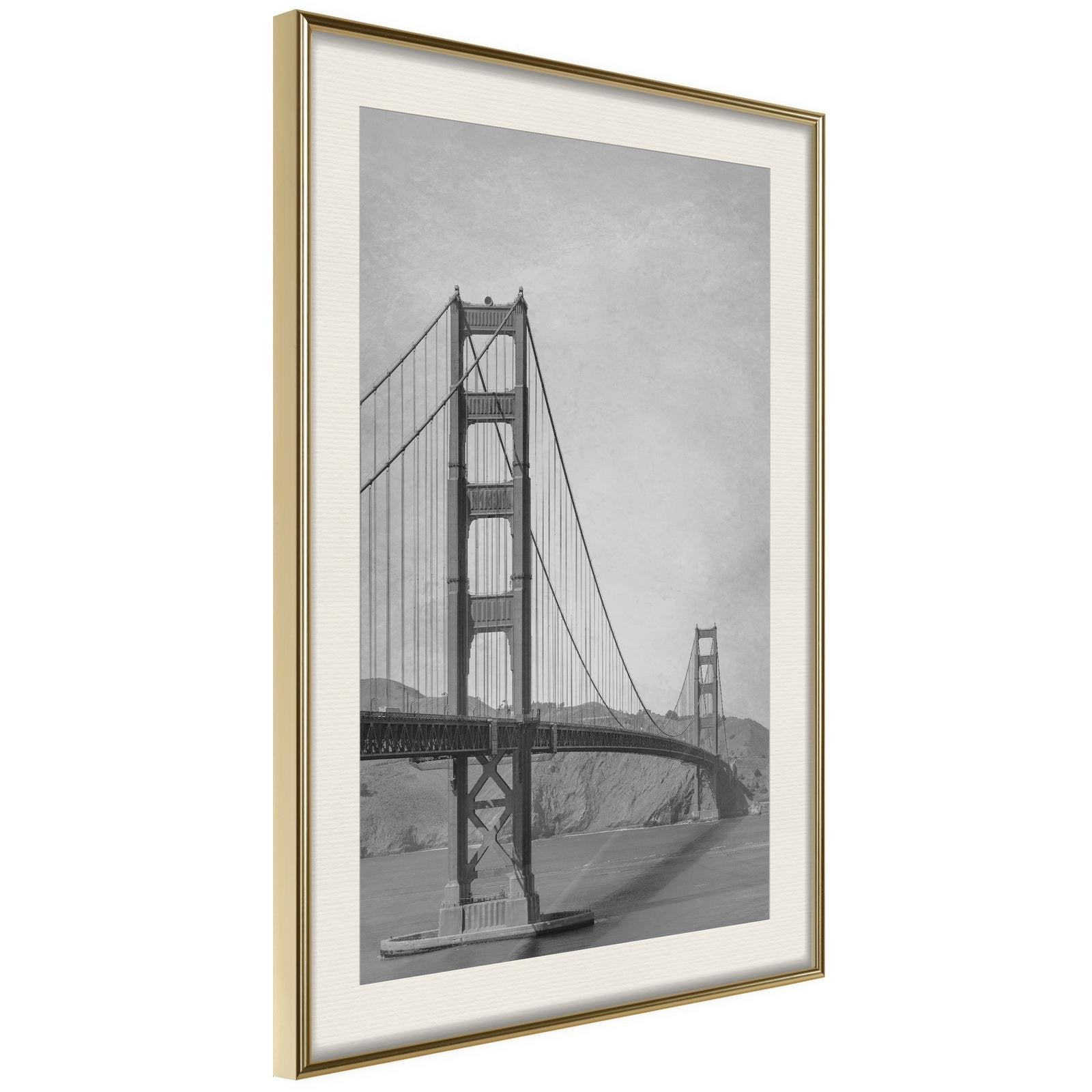 Läs mer om Inramad Poster / Tavla - Bridge in San Francisco II - 40x60 Guldram med passepartout