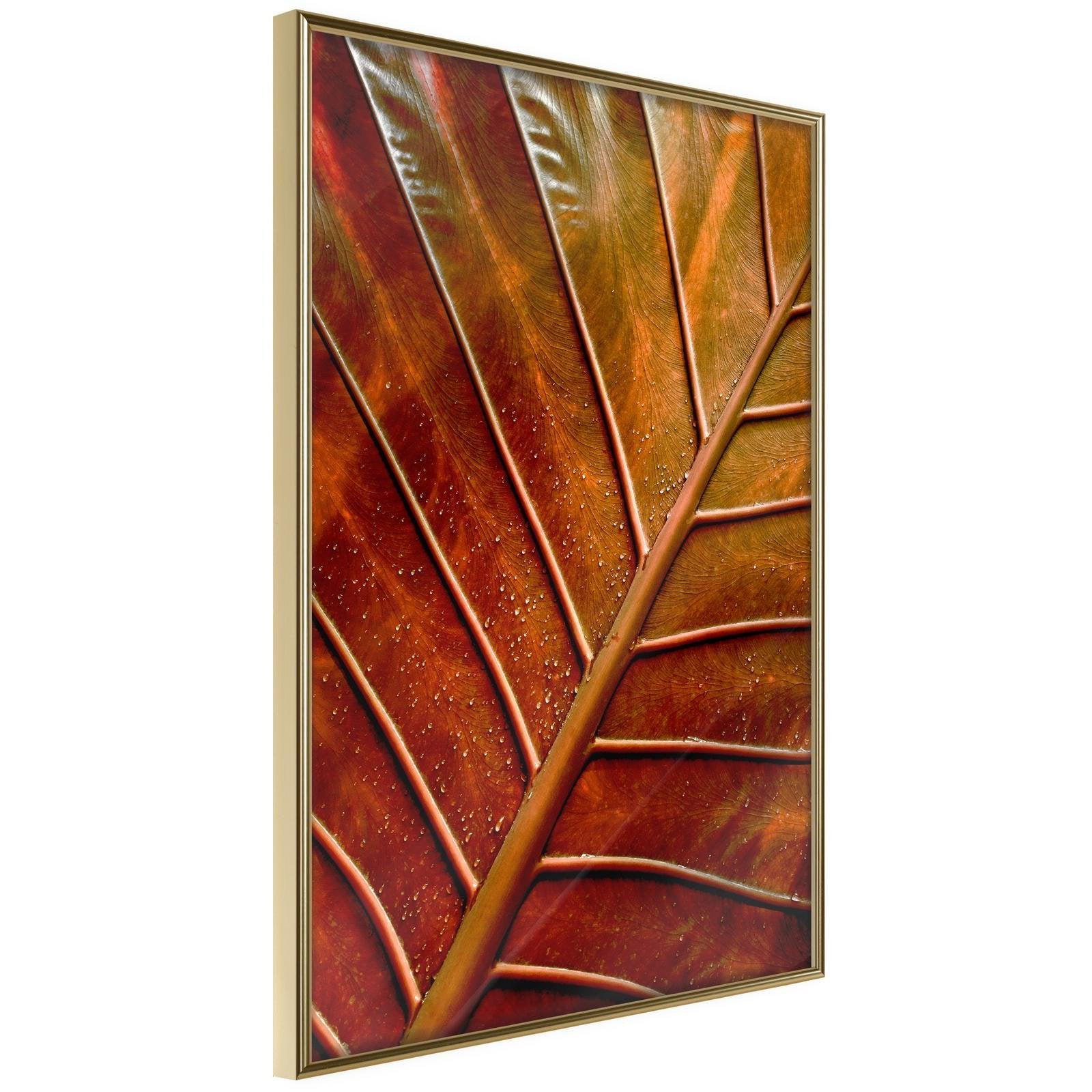 Inramad Poster / Tavla - Bronze Leaf - 30x45 Guldram