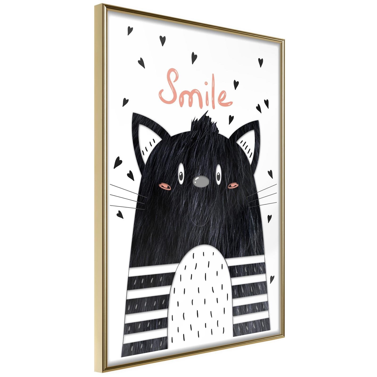 Läs mer om Inramad Poster / Tavla - Cheerful Kitten - 20x30 Guldram