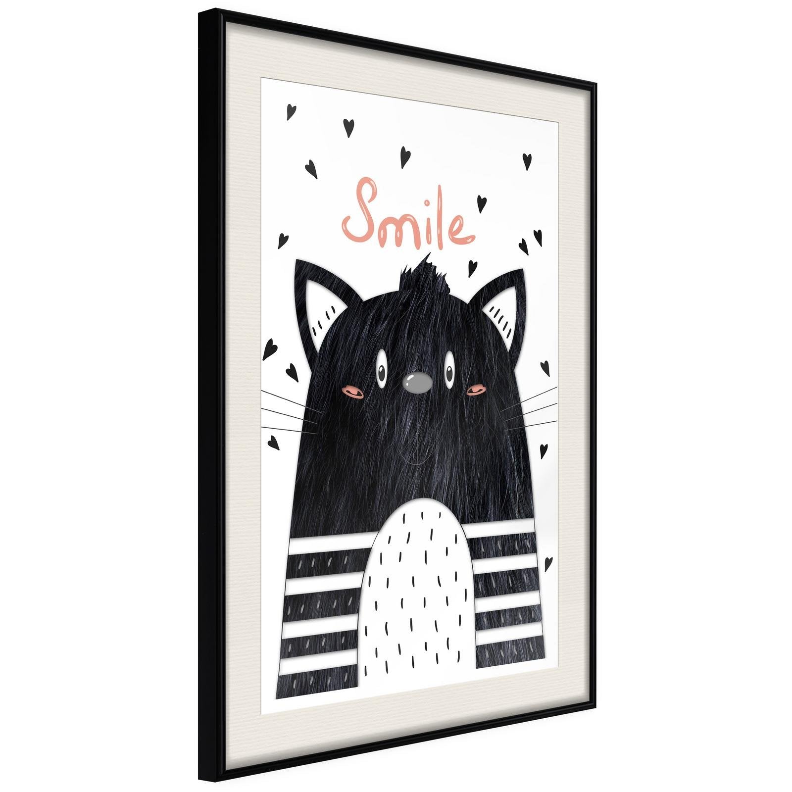 Läs mer om Inramad Poster / Tavla - Cheerful Kitten - 40x60 Svart ram med passepartout