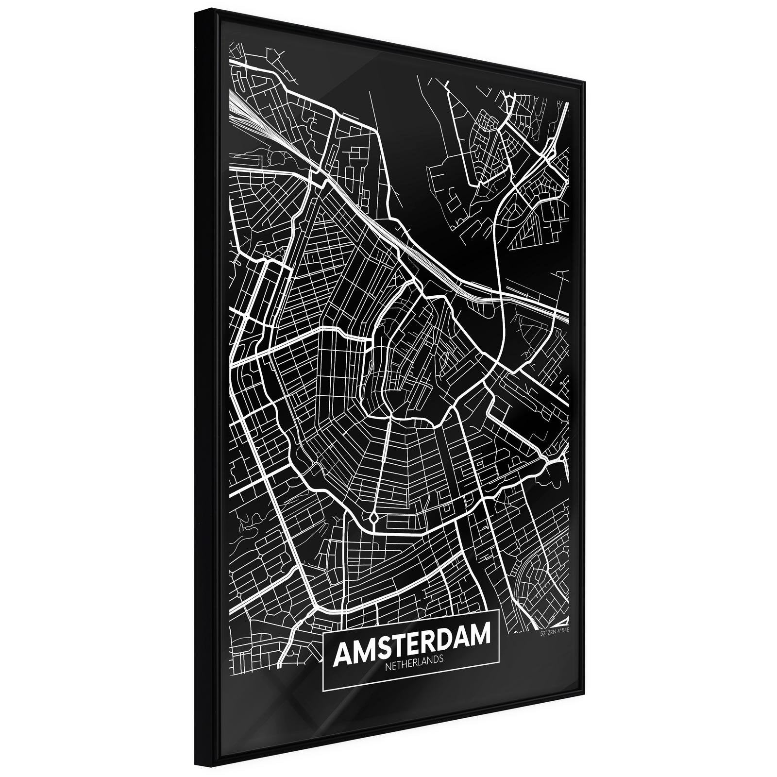 Läs mer om Inramad Poster / Tavla - City Map: Amsterdam