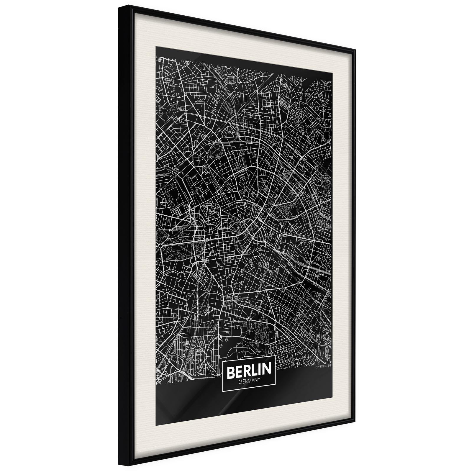 Läs mer om Inramad Poster / Tavla - City Map: Berlin