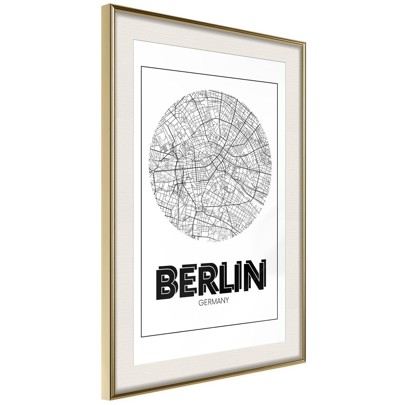 Läs mer om Inramad Poster / Tavla - City Map: Berlin