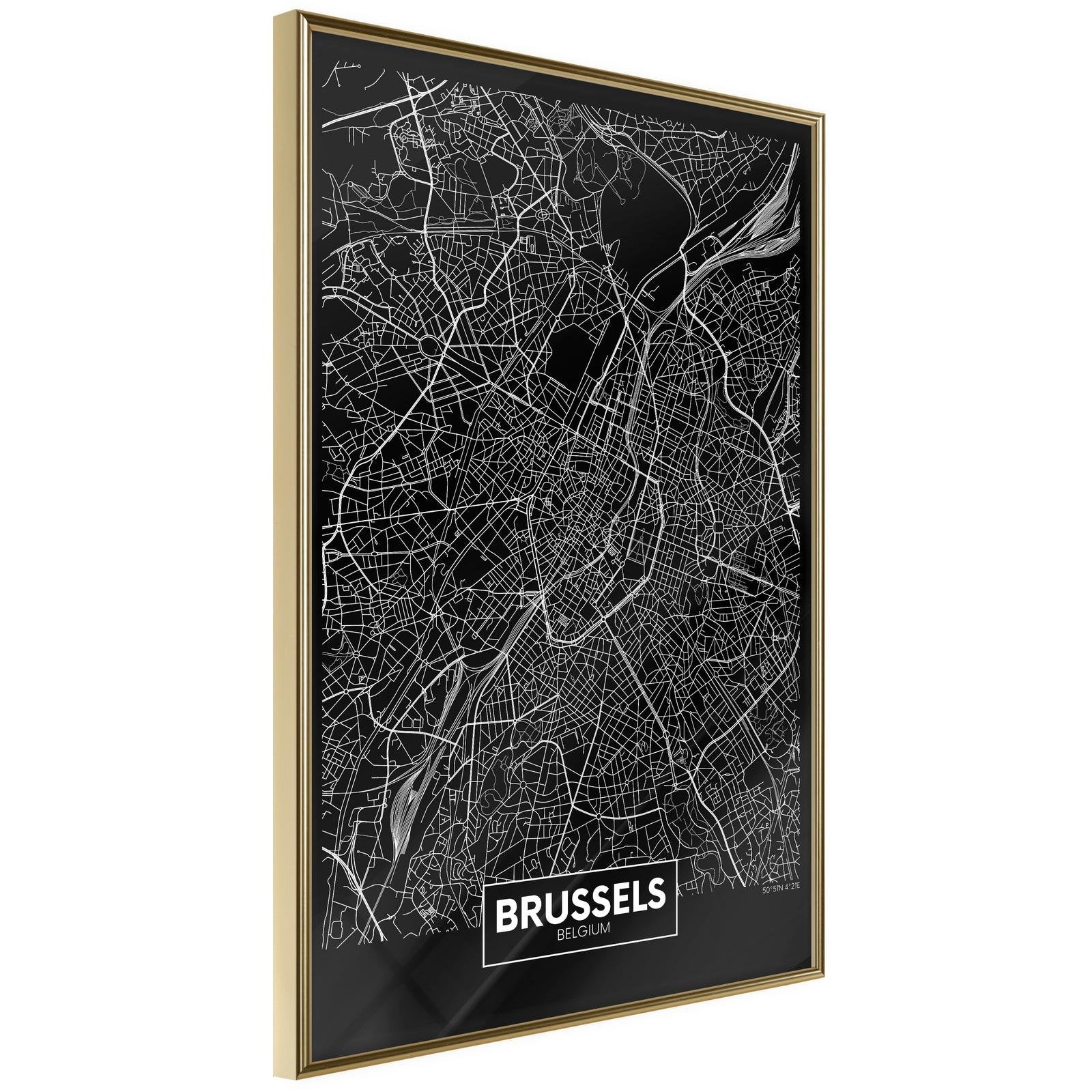 Läs mer om Inramad Poster / Tavla - City Map: Brussels