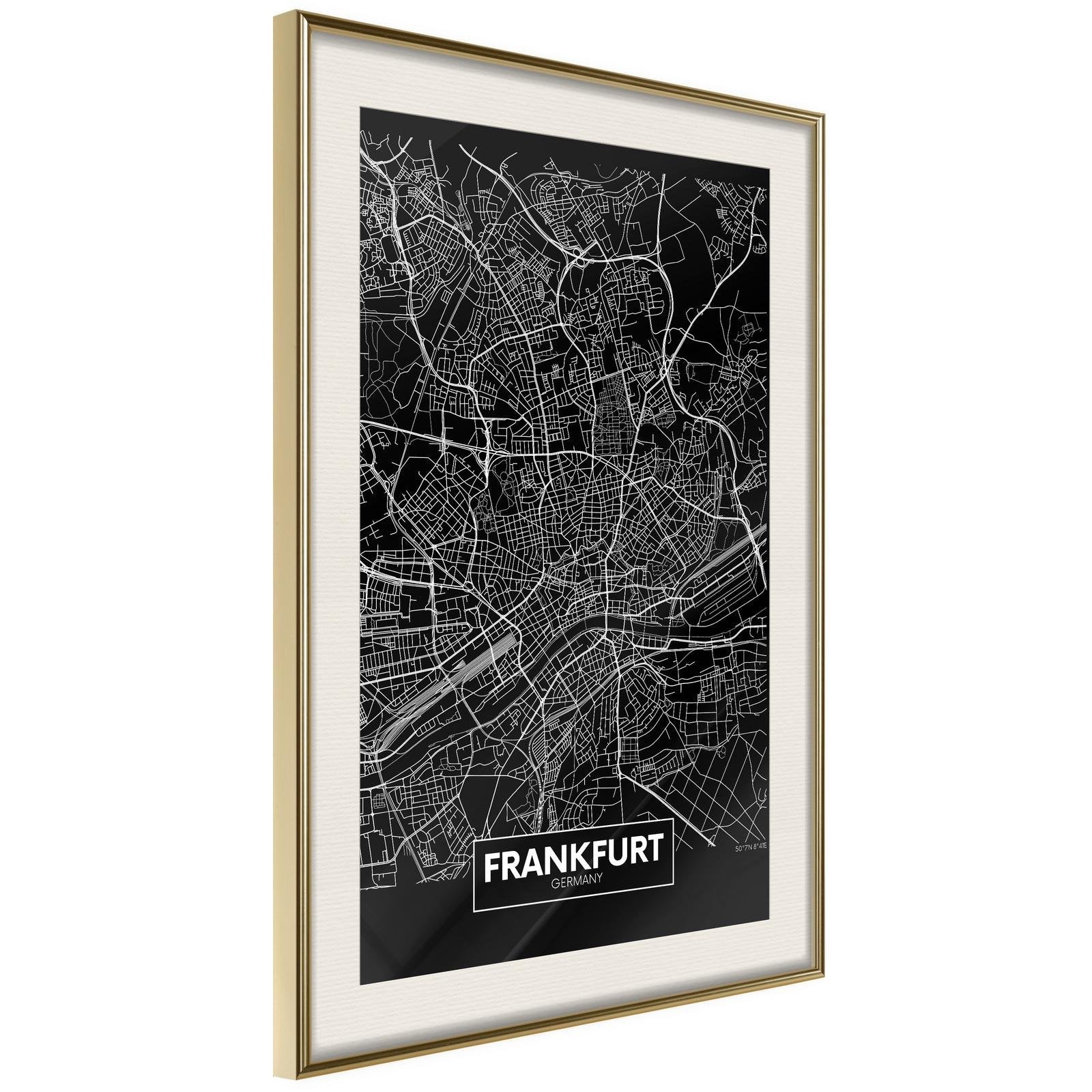 Inramad Poster / Tavla - City Map: Frankfurt