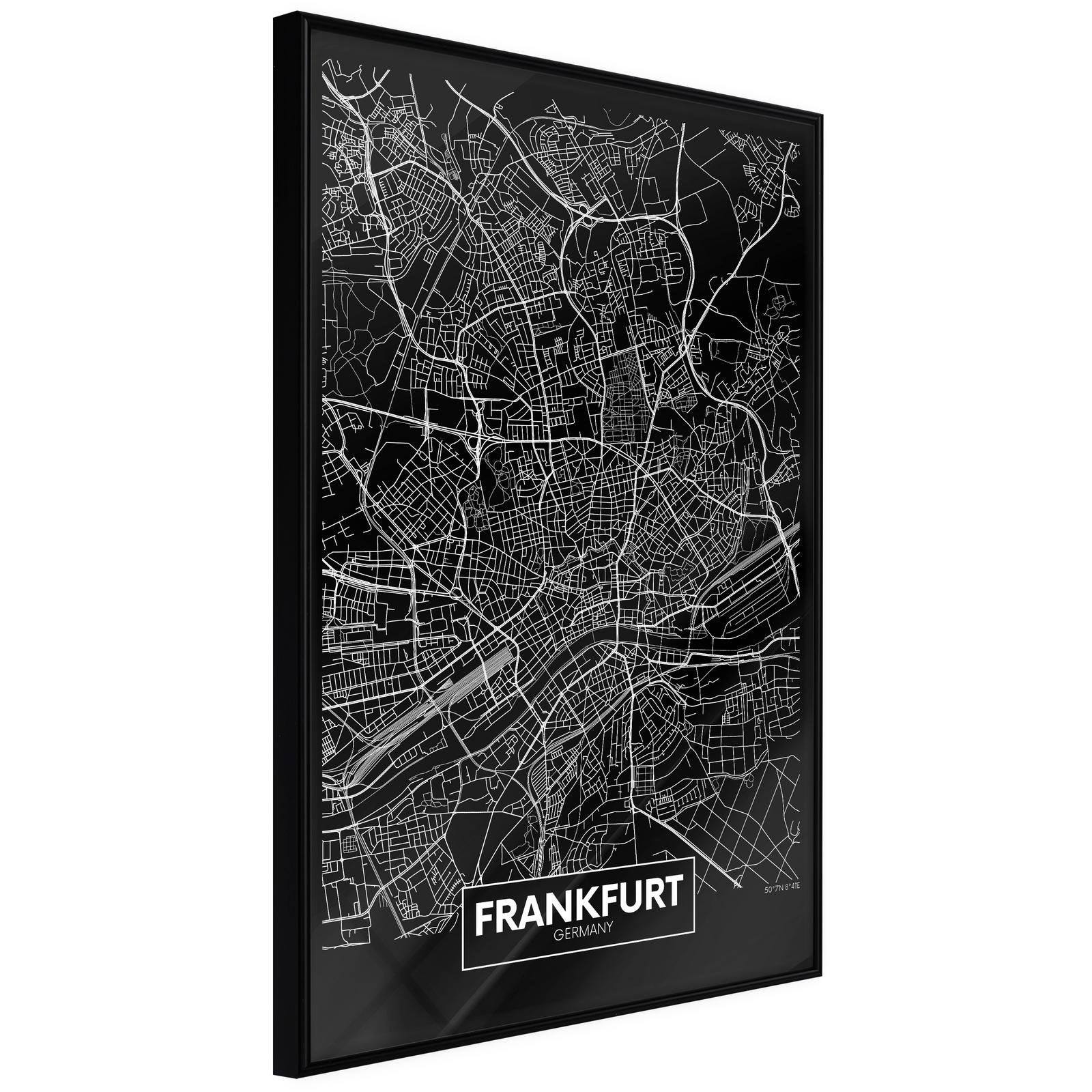 Läs mer om Inramad Poster / Tavla - City Map: Frankfurt