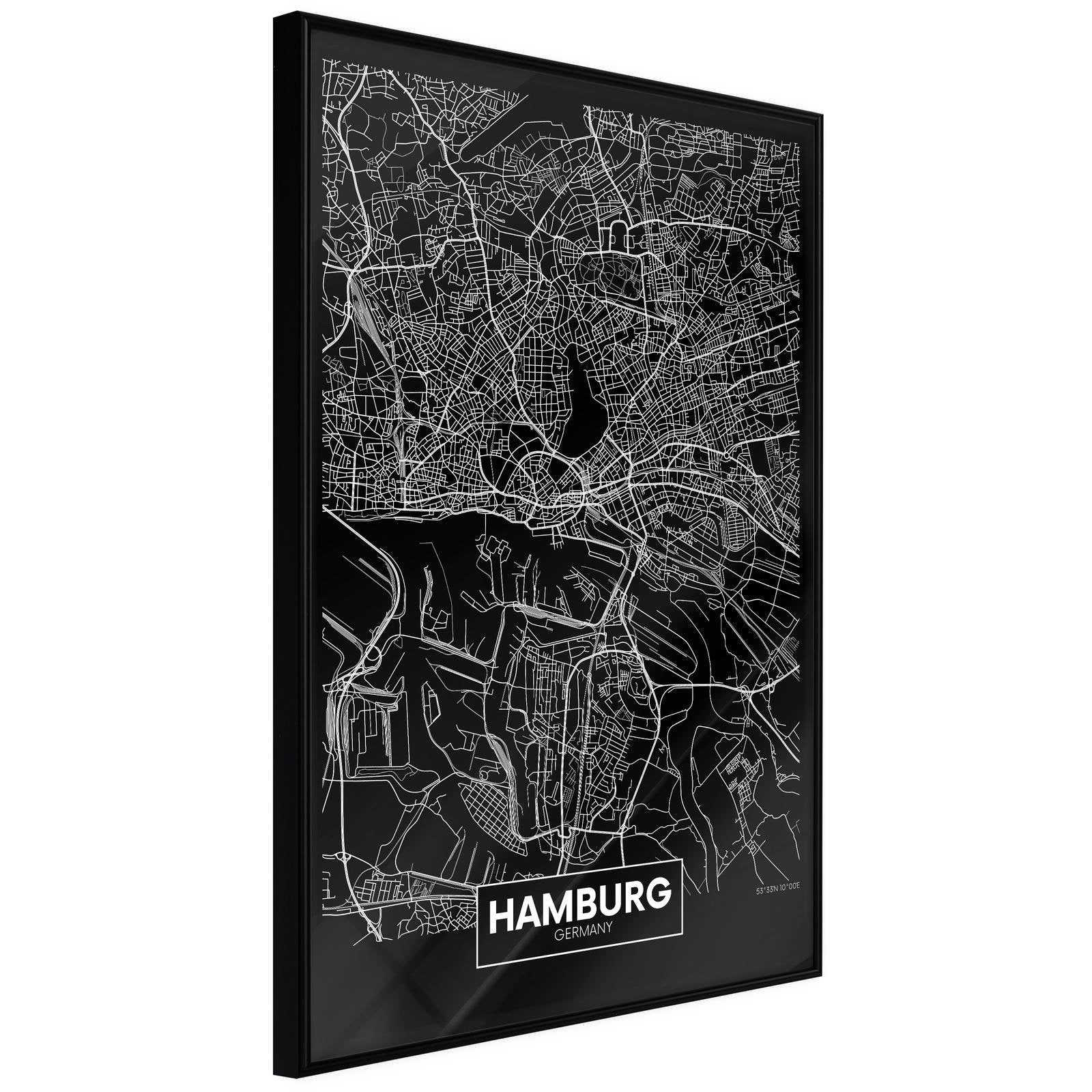Läs mer om Inramad Poster / Tavla - City Map: Hamburg