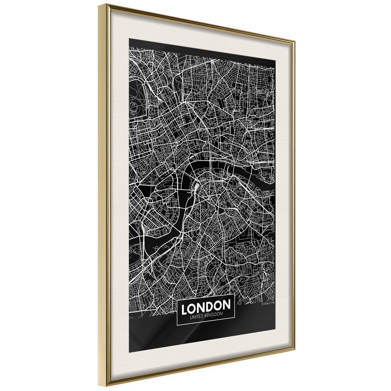Inramad Poster / Tavla - City Map: London