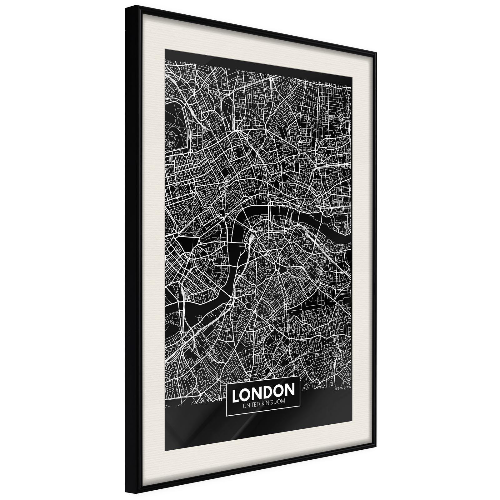 Läs mer om Inramad Poster / Tavla - City Map: London