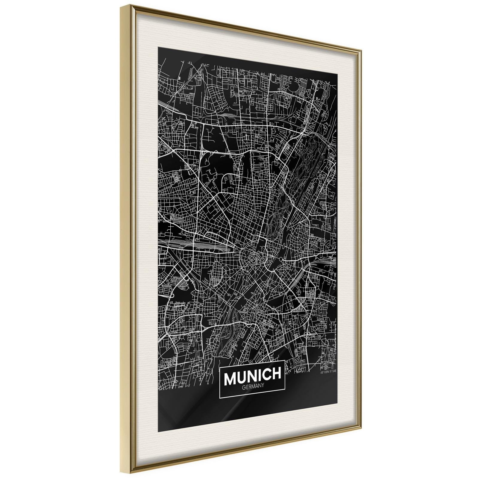 Inramad Poster / Tavla - City Map: Munich