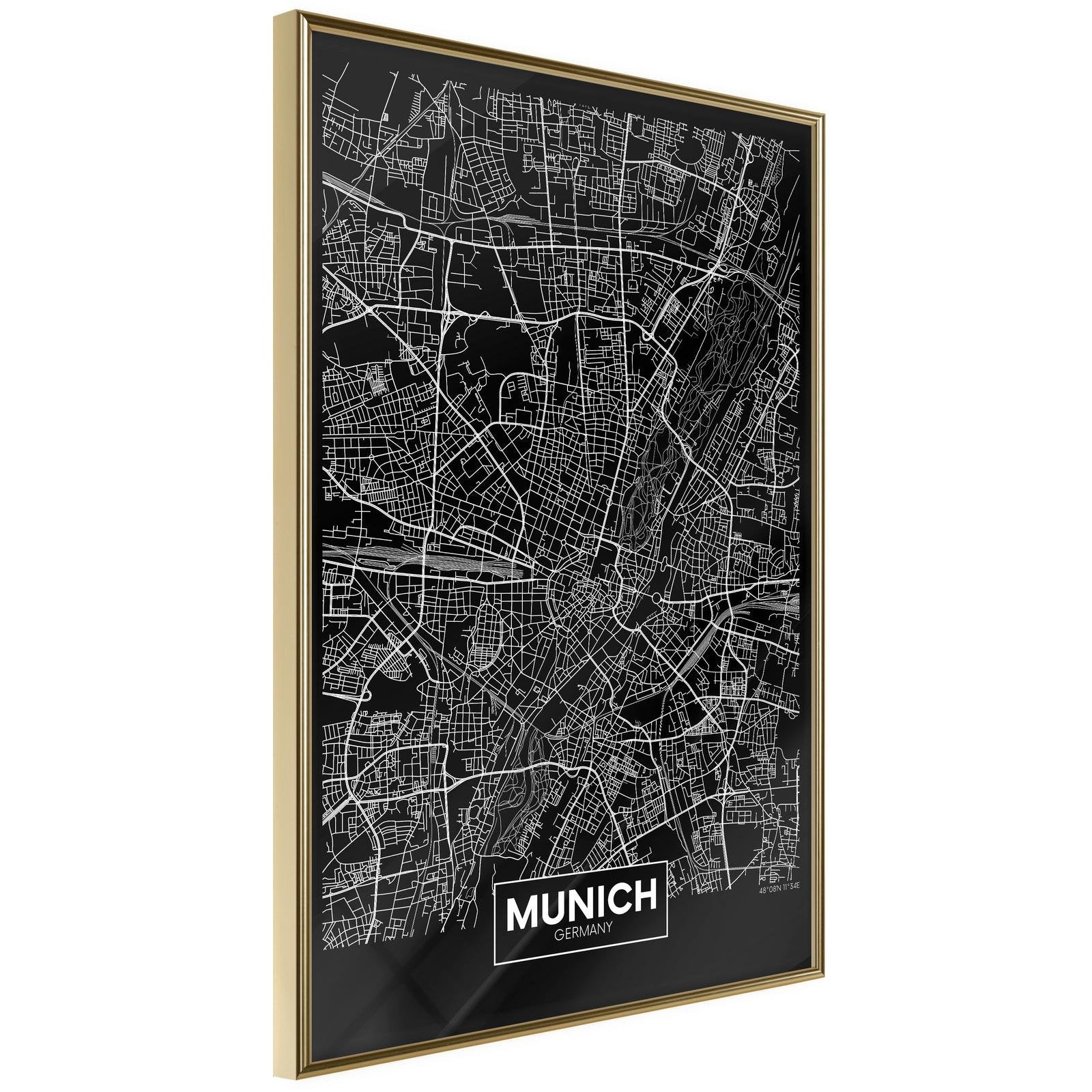 Läs mer om Inramad Poster / Tavla - City Map: Munich
