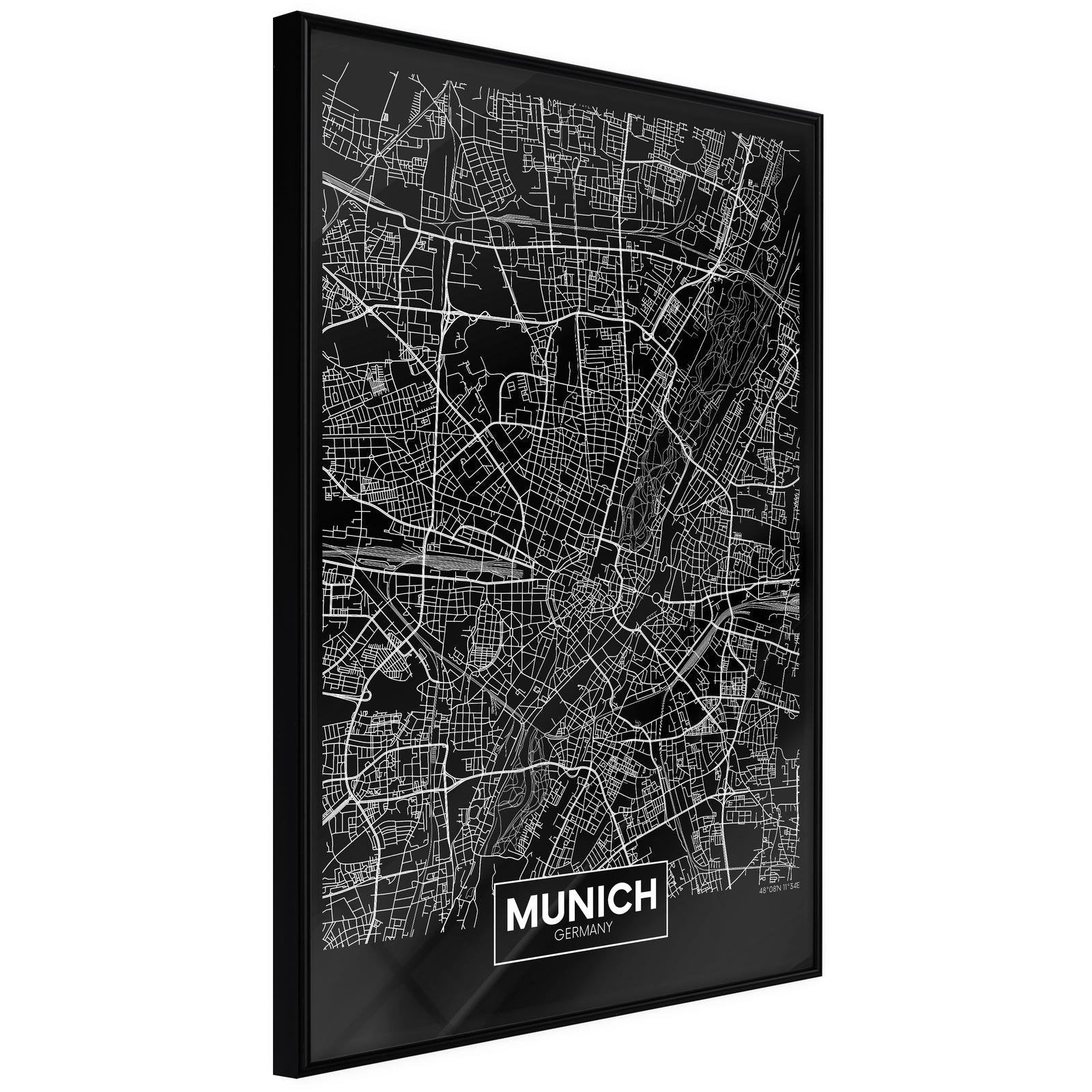 Läs mer om Inramad Poster / Tavla - City Map: Munich
