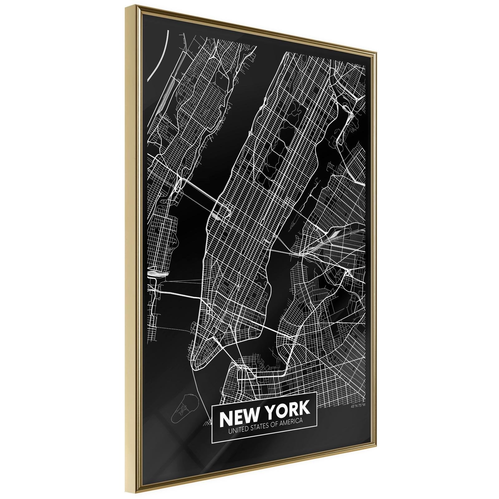 Läs mer om Inramad Poster / Tavla - City Map: New York